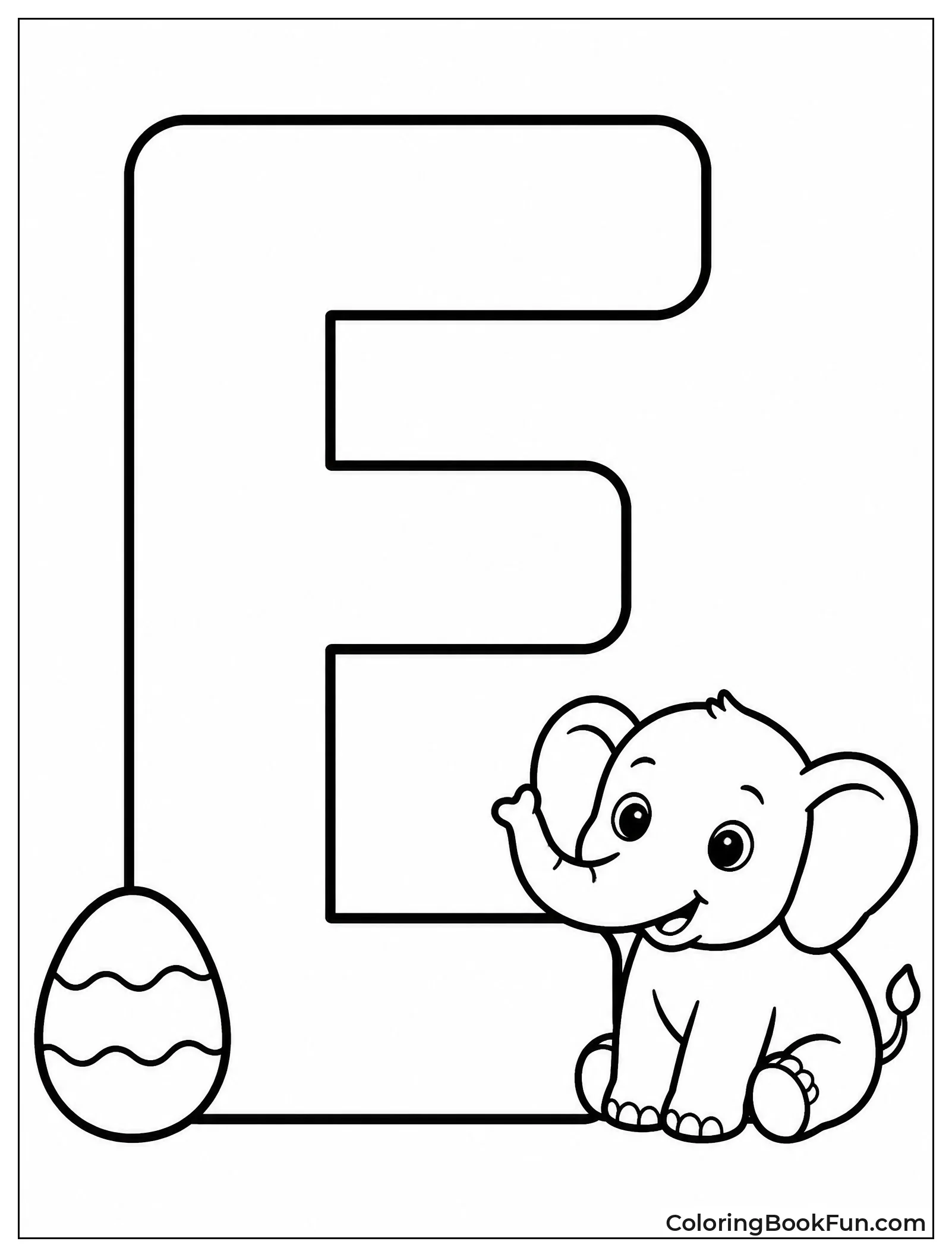 Thick Outlined Uppercase Letter E