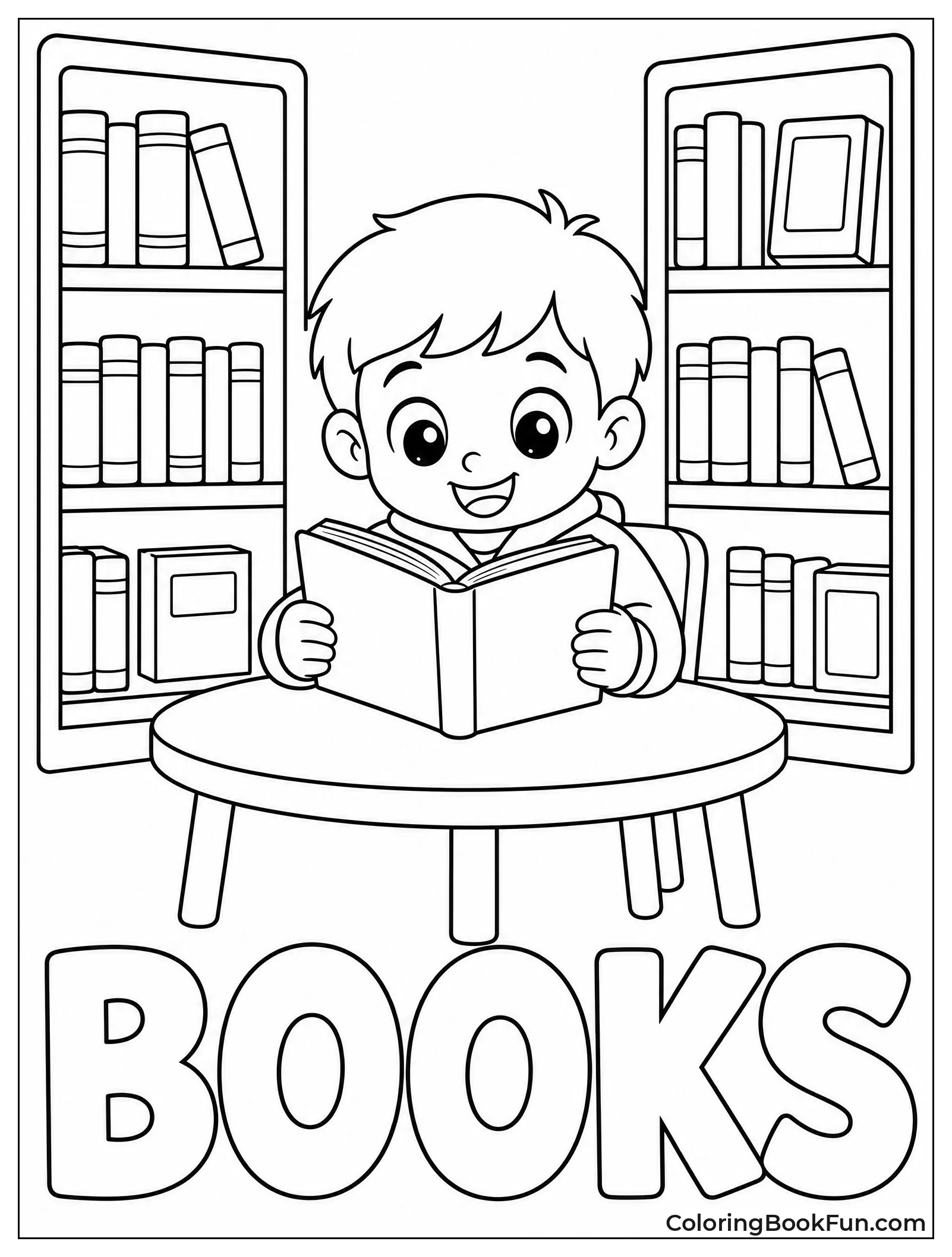 Kid Reading a Book at Table