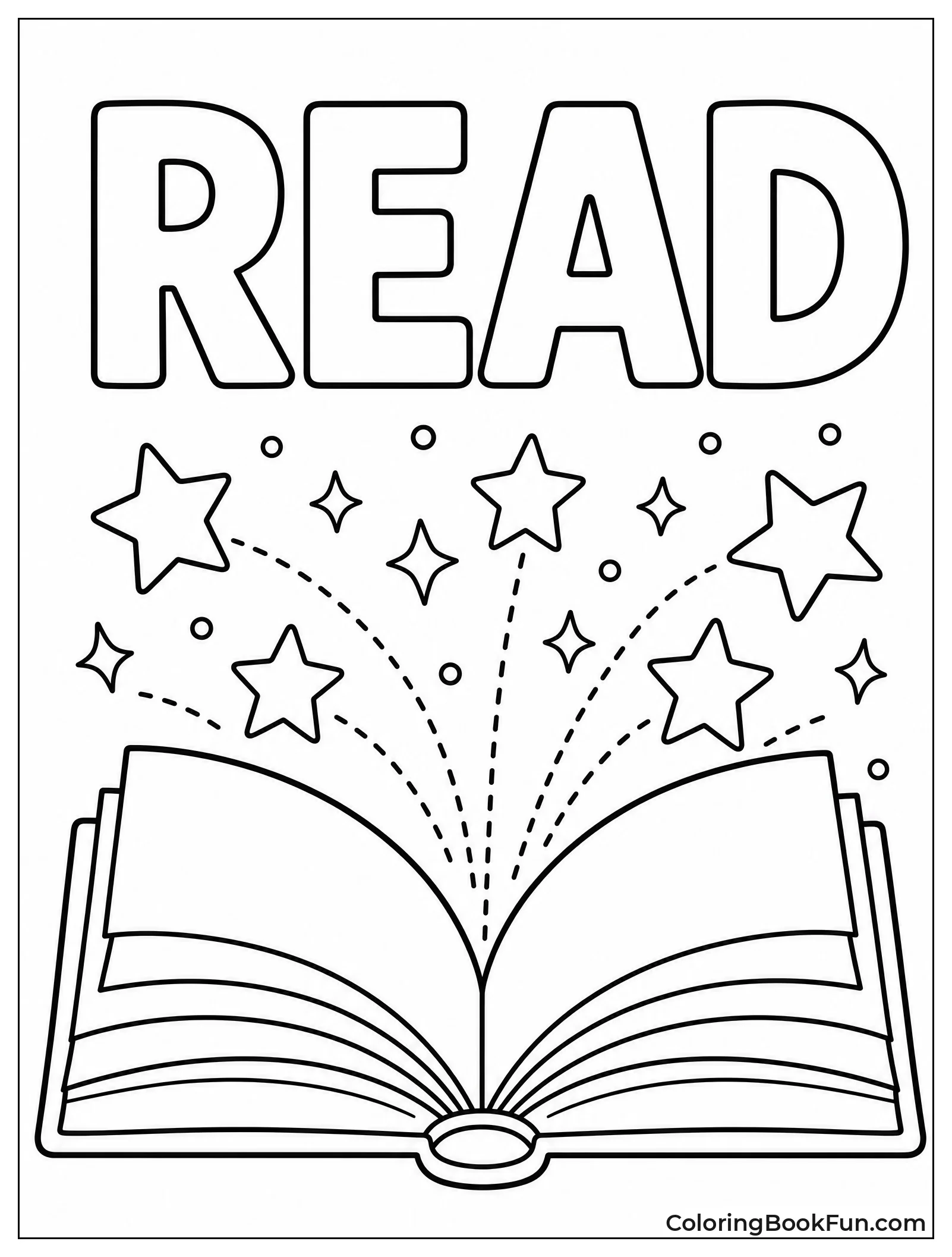 Open Book with Stars Rising Up