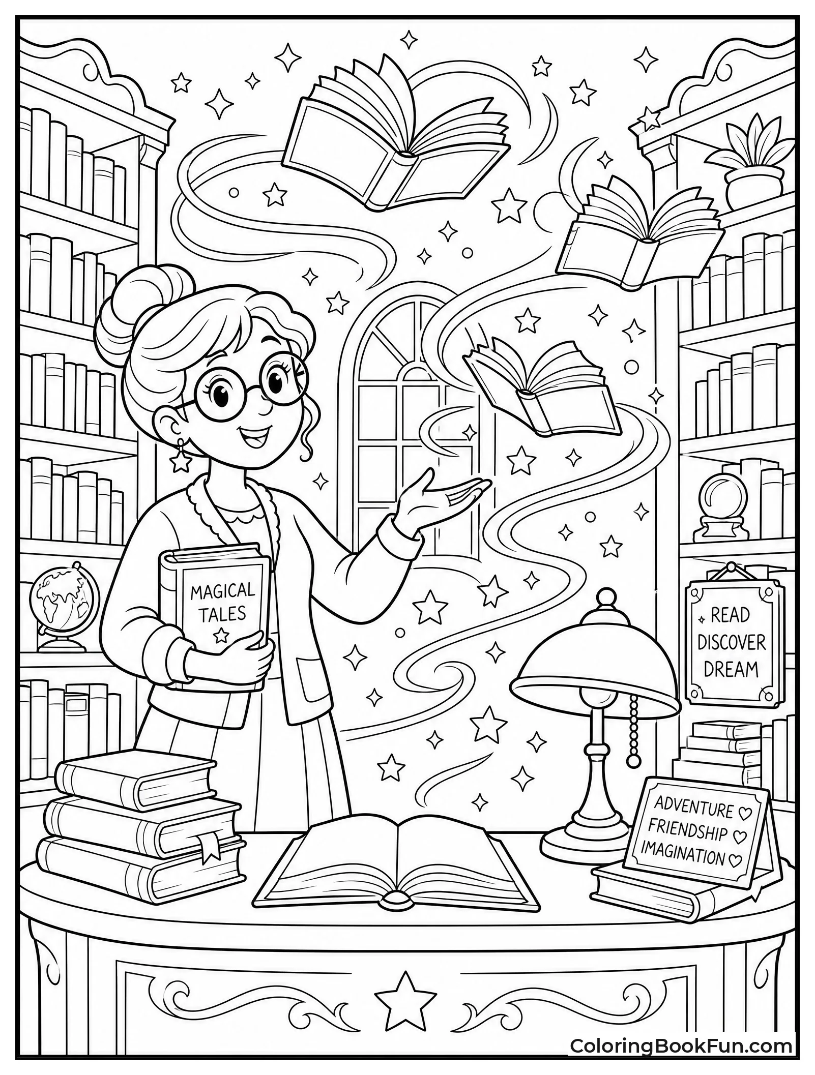 Books Flying Like Birds in Library
