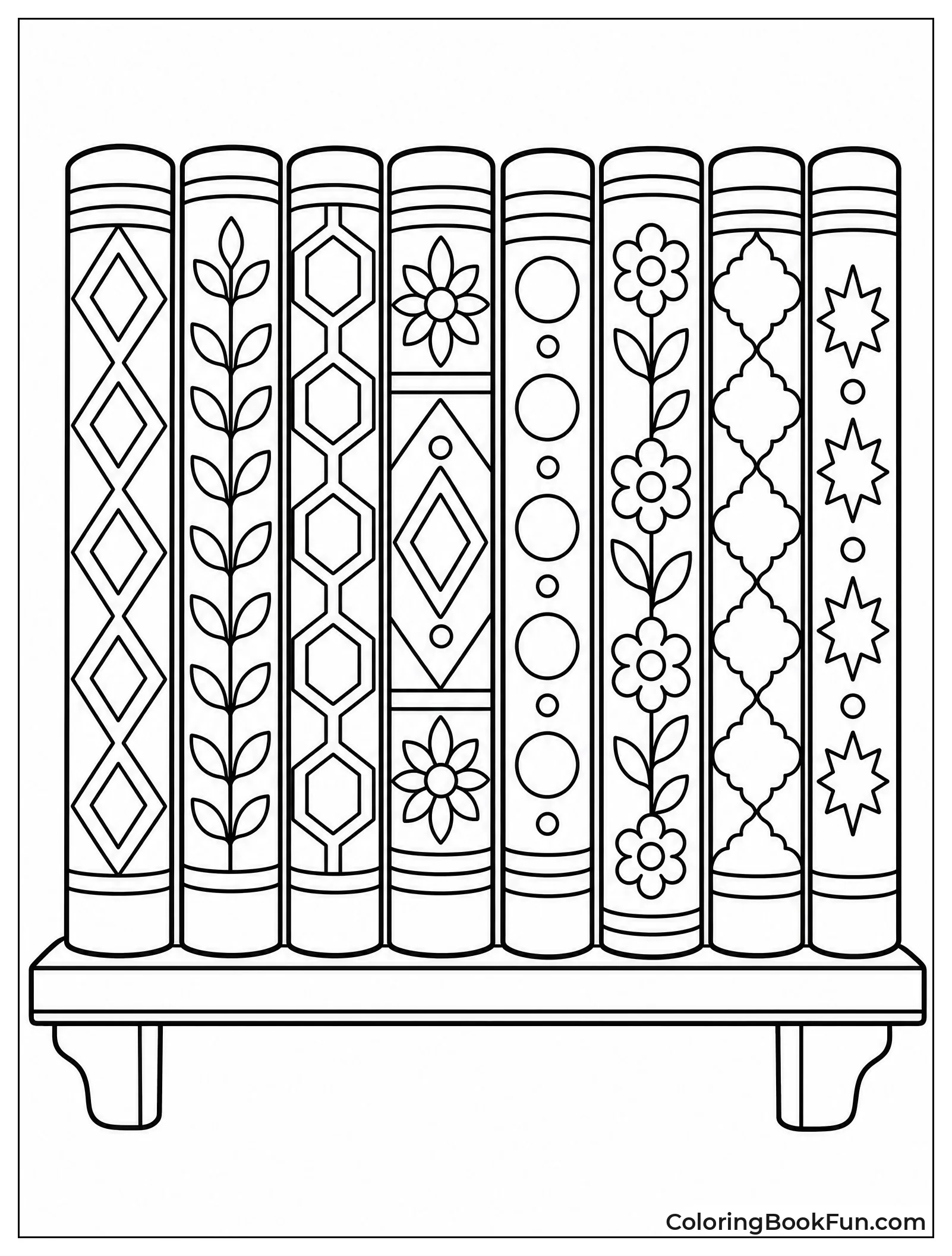 Book Spines with Zentangle Patterns