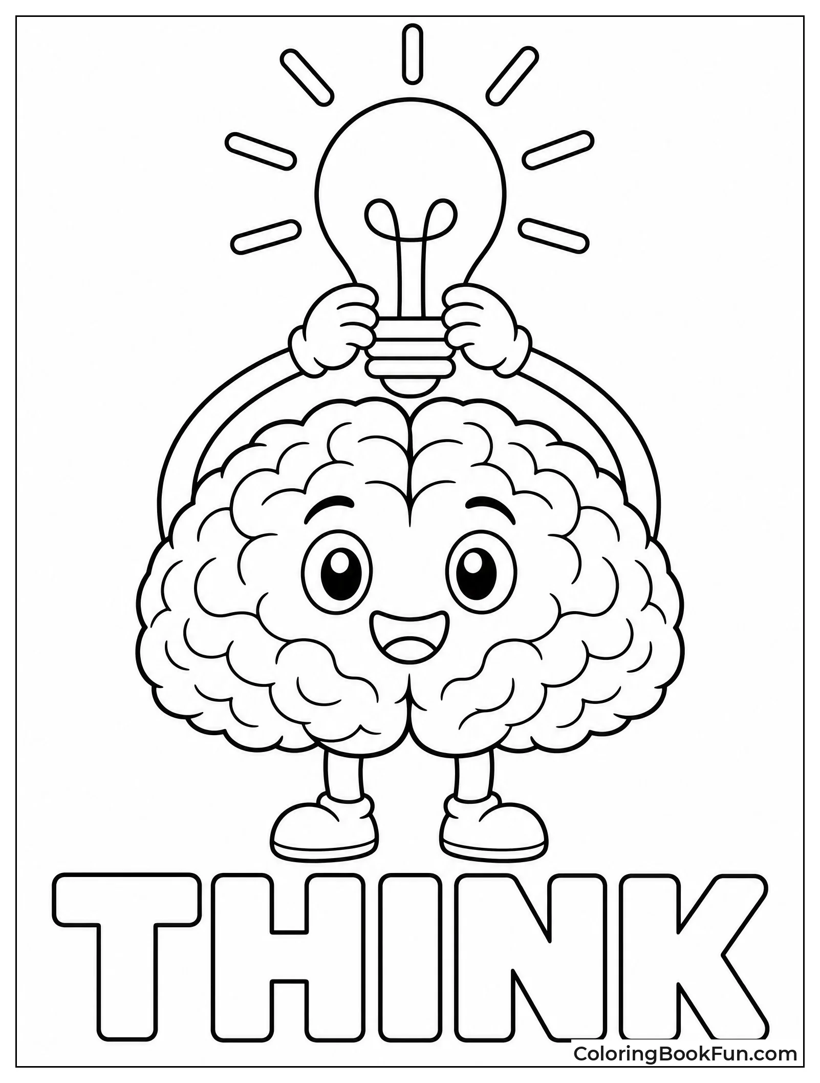 Brain with Bright Lightbulb Idea