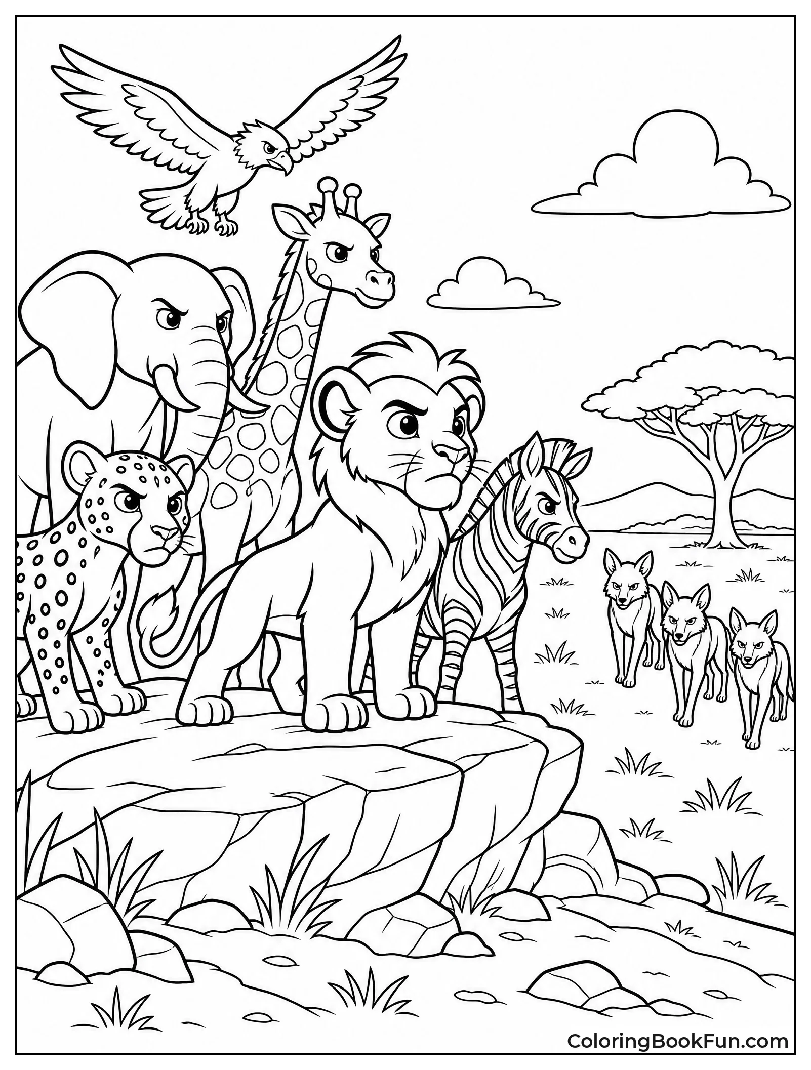 Lion Guard Watching Approaching Jackals