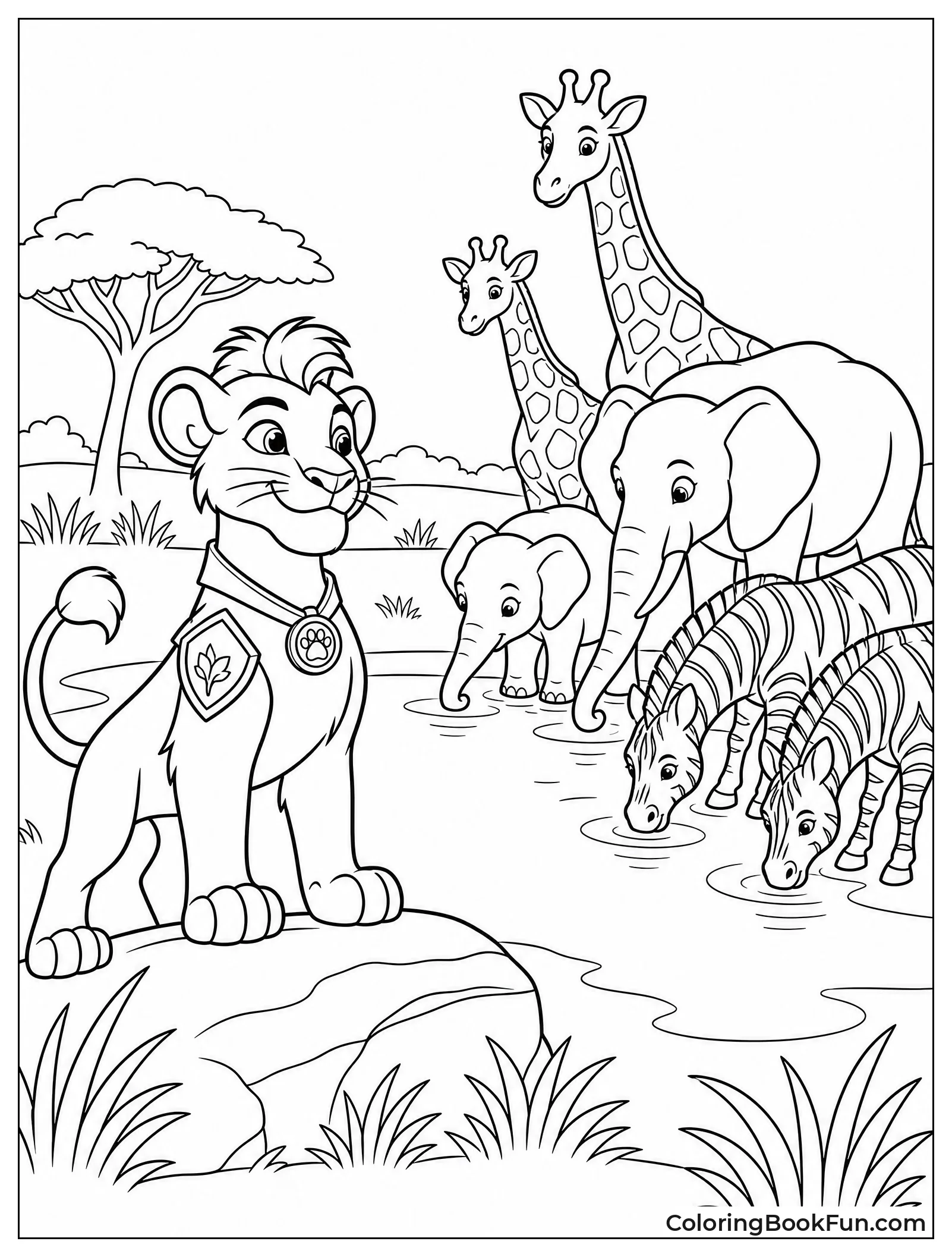 Animals at Pride Lands Watering Hole