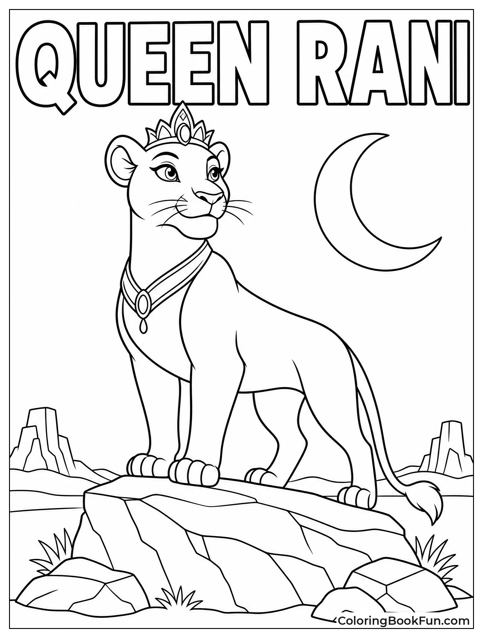 Queen Rani on Rock at Night