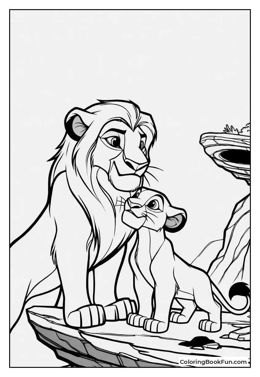 Simba Nuzzling Kion on Pride Rock
