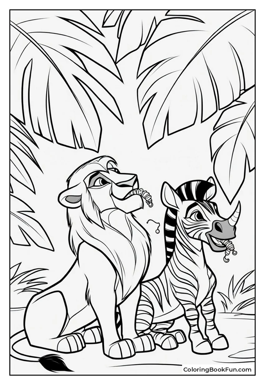 Timon Pumbaa and Bunga Eating Grubs