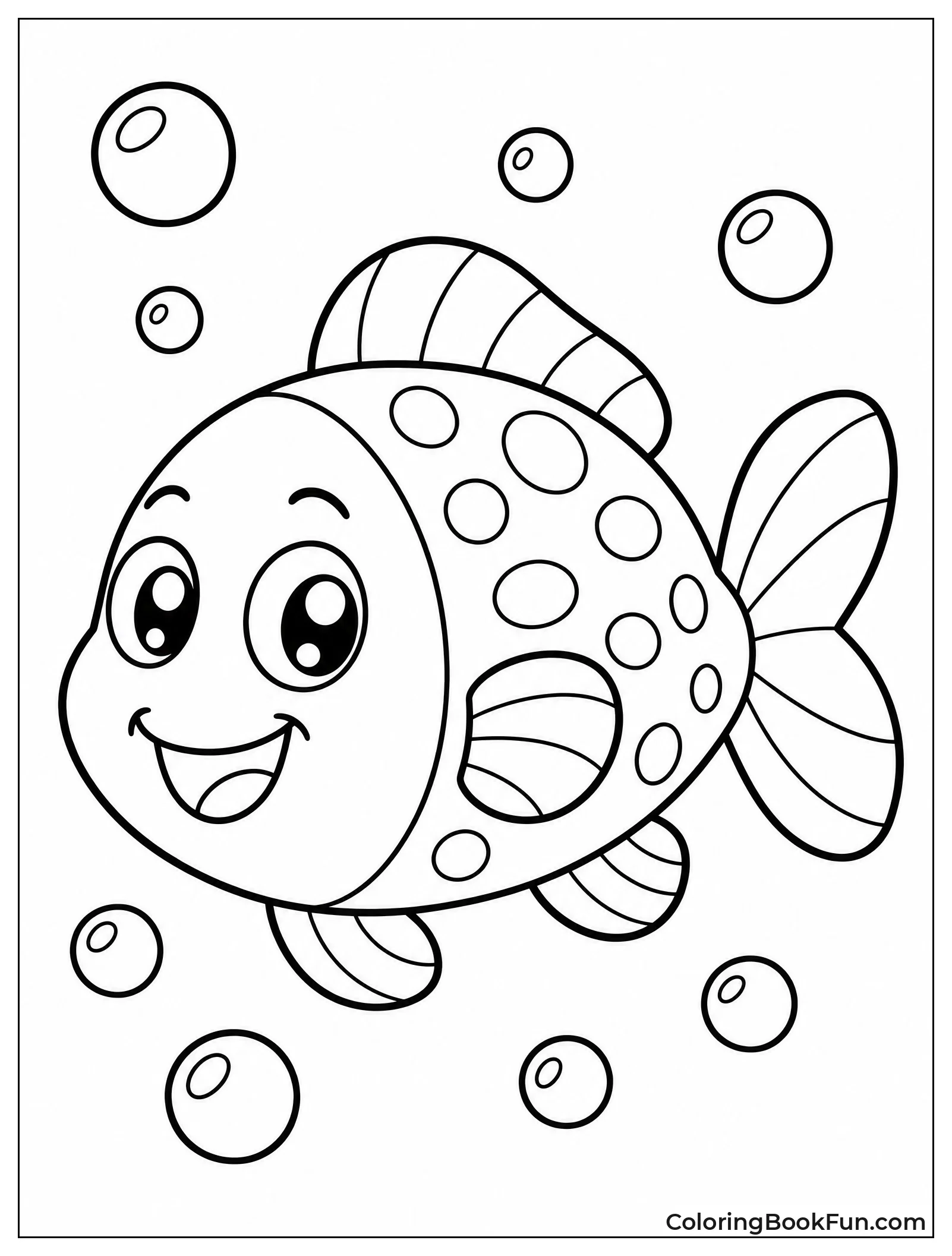 Fish Swims Among Bubbles
