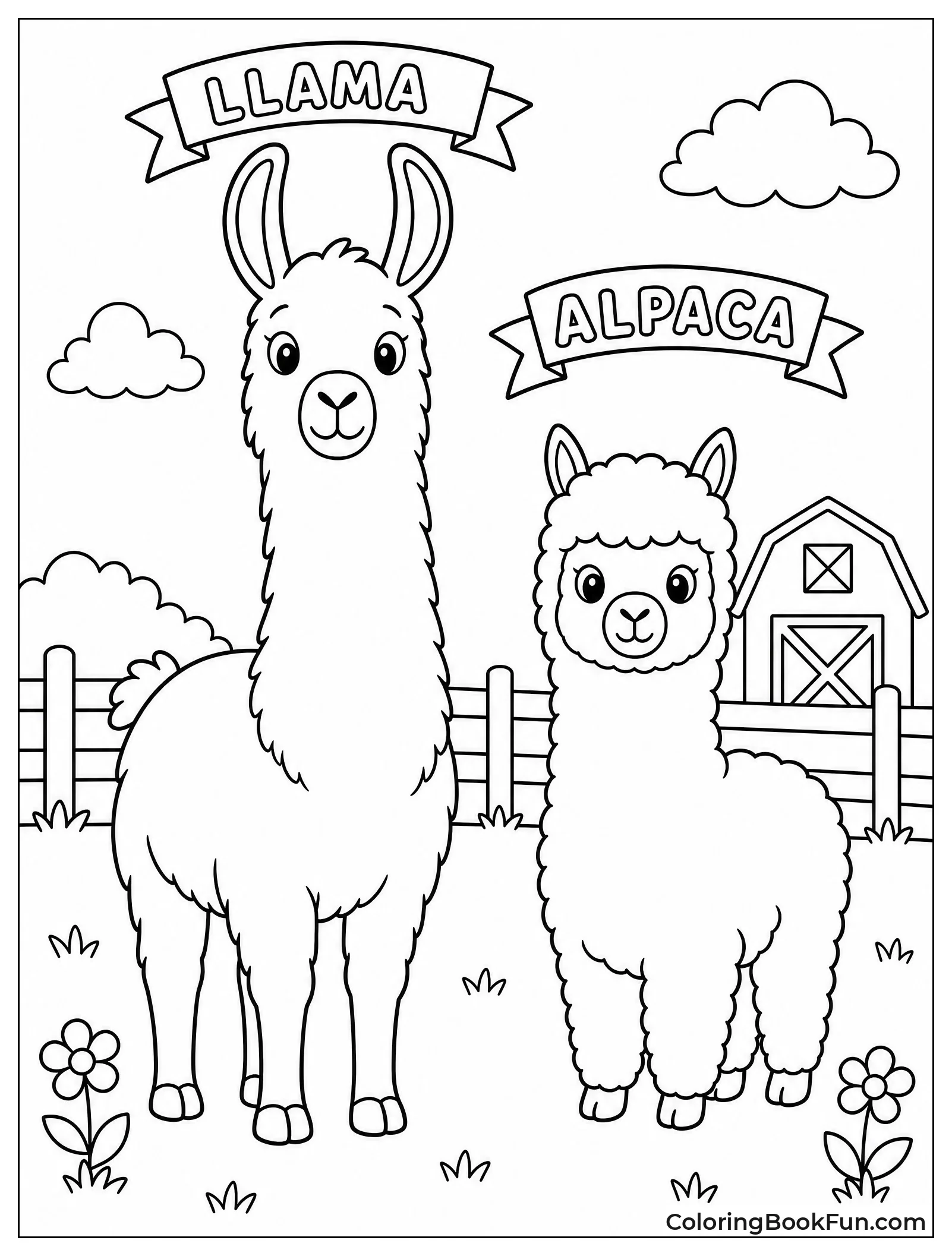 Llama Standing Next to Alpaca