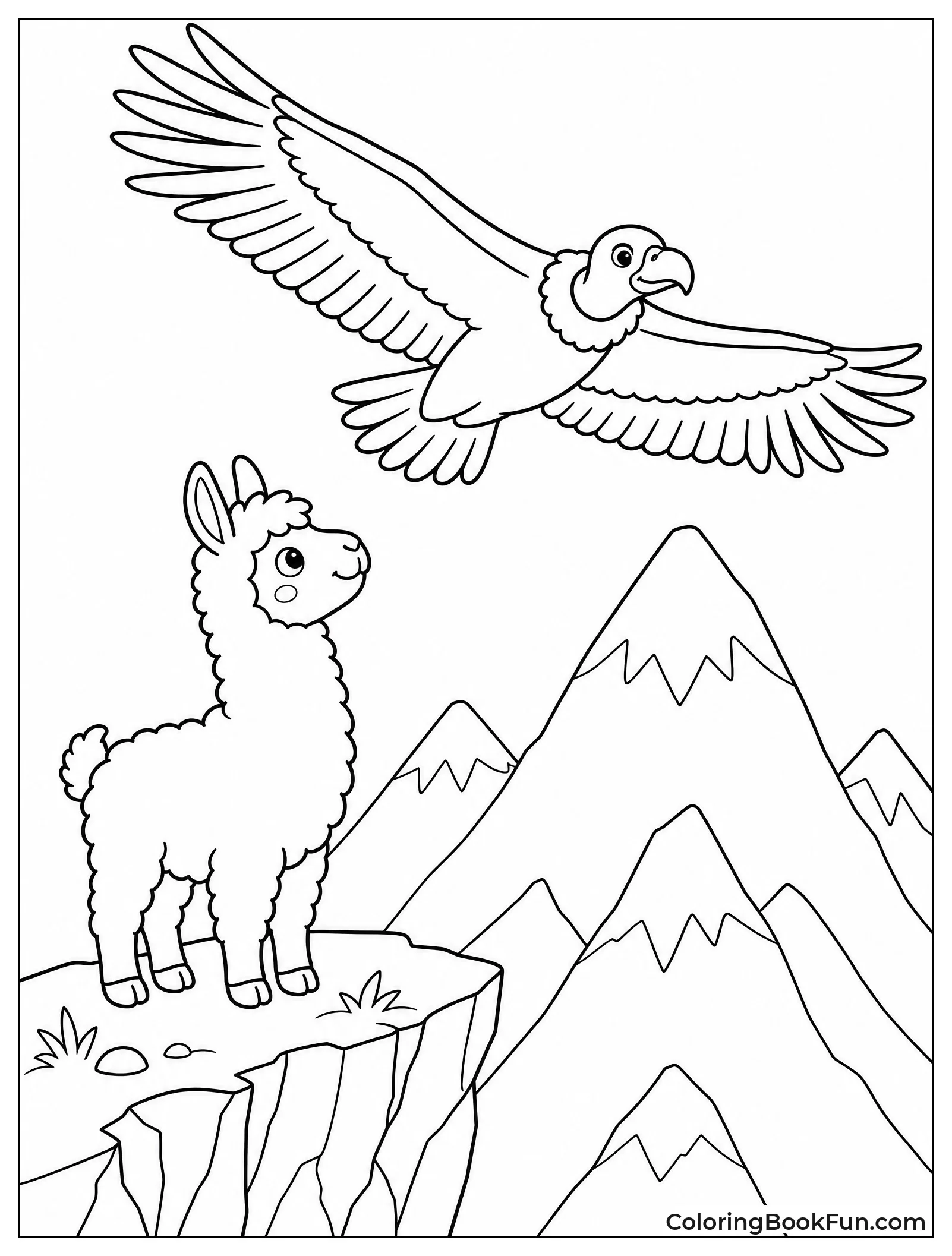 Llama Watching Flying Condor