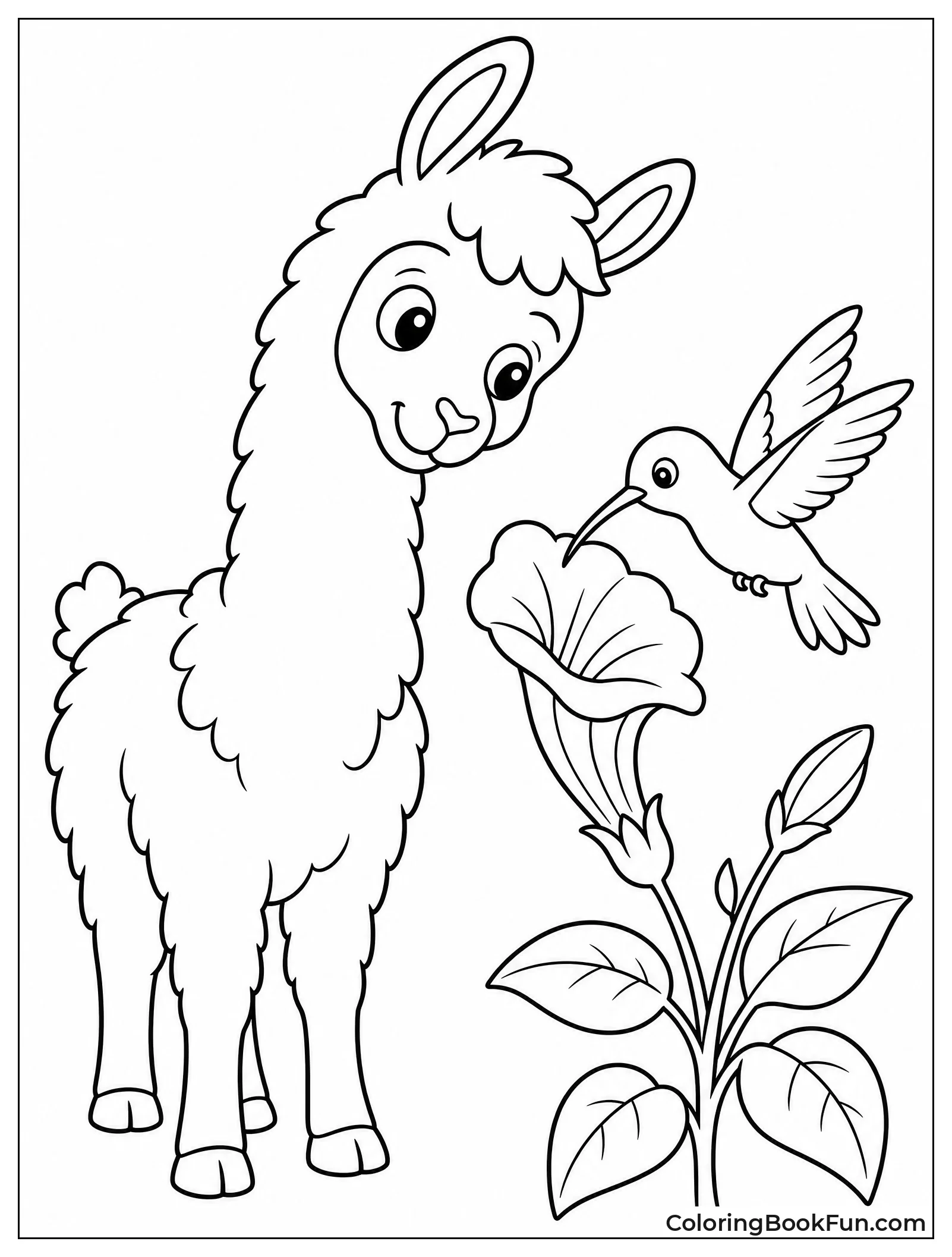 Llama Looking at Hummingbird