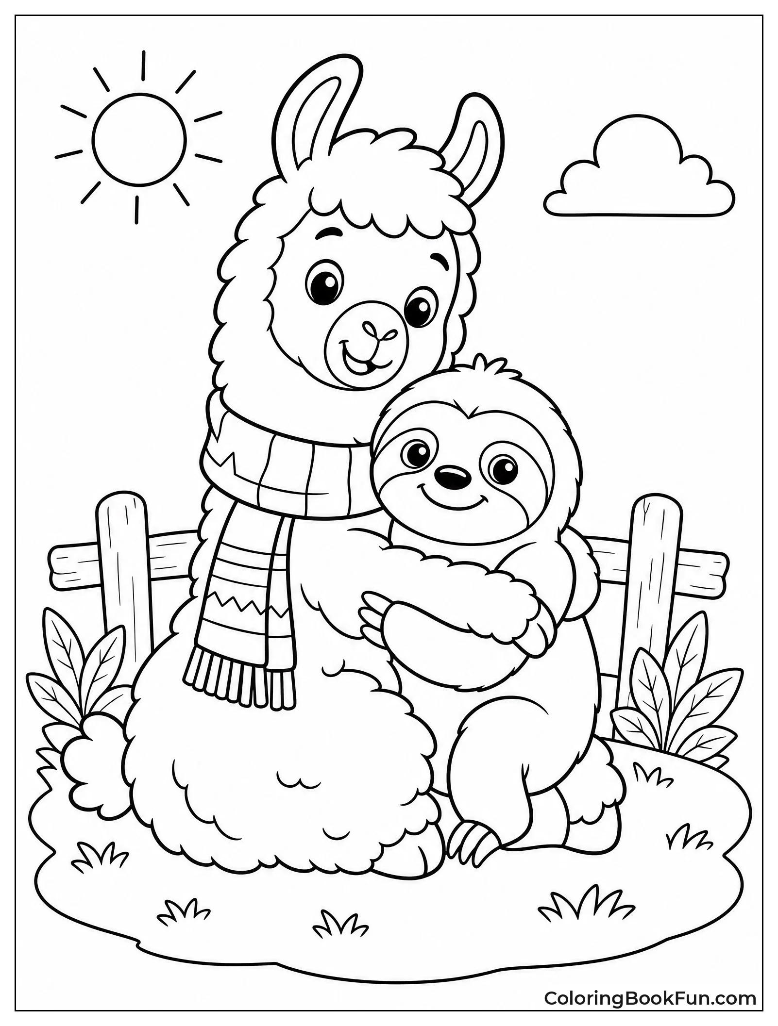 Llama Hugging Sloth Friend
