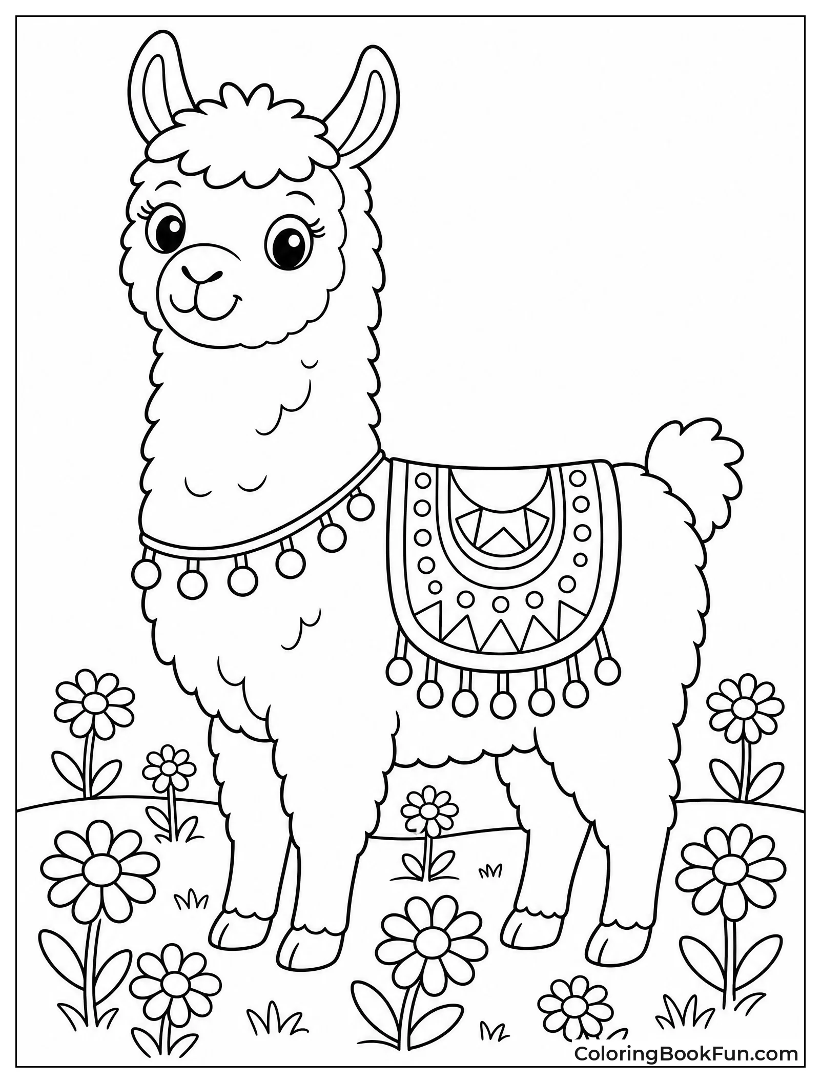 Llama in Field of Daisies