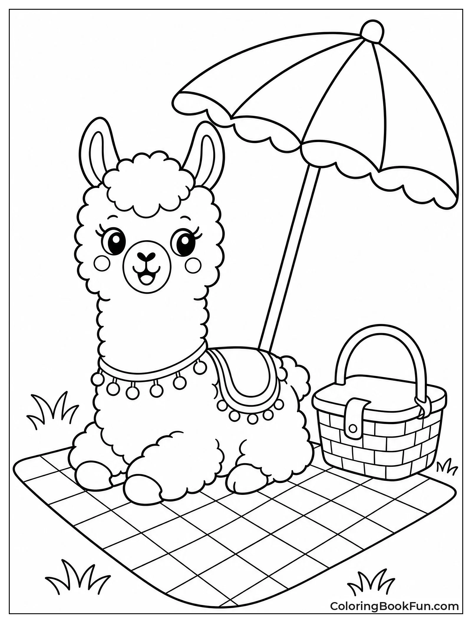 Llama Having a Picnic Outside