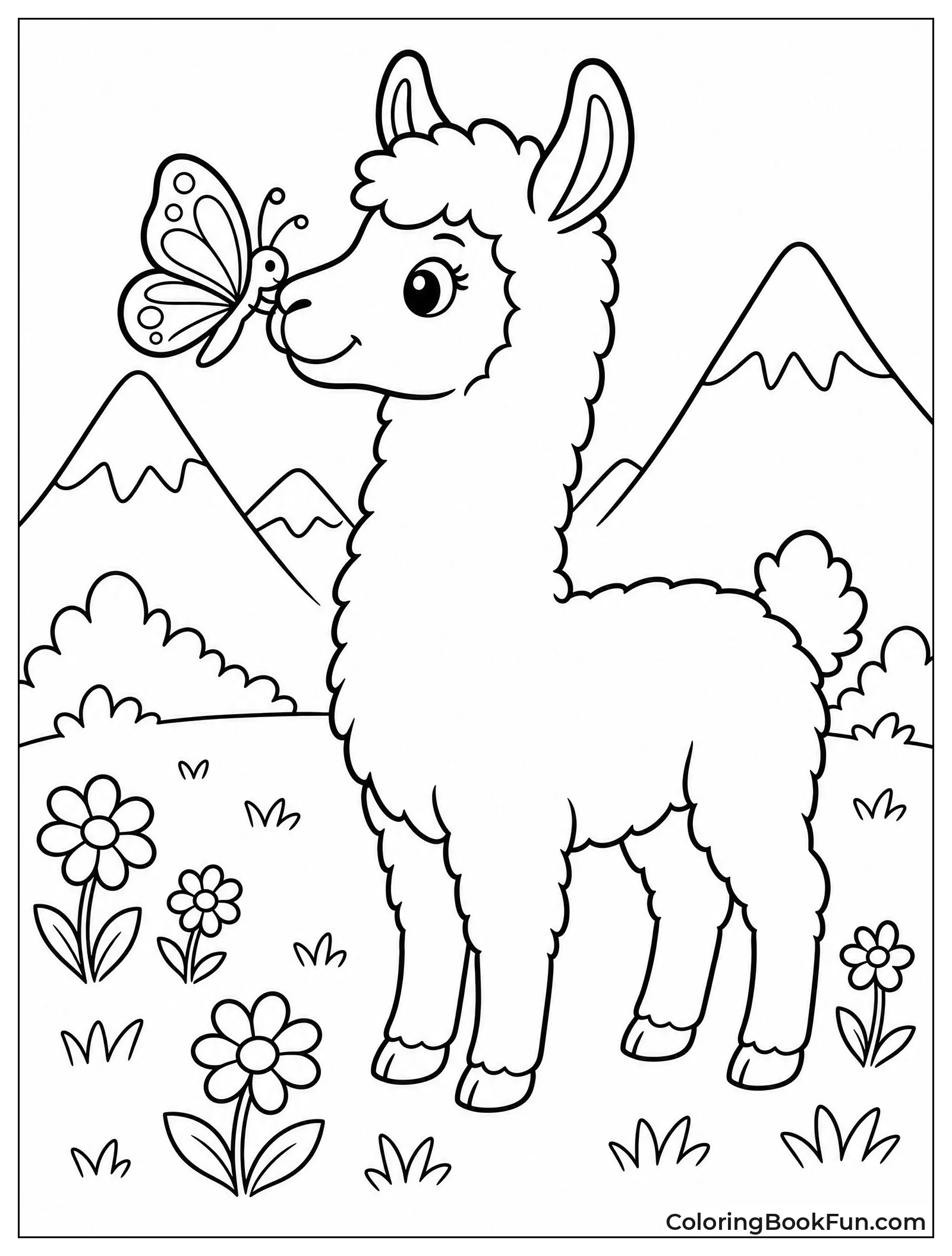 Llama with Butterfly on Nose