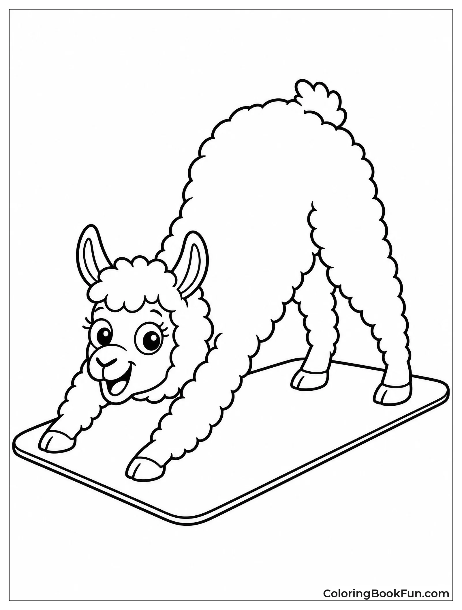 Llama Trying Yoga on Mat