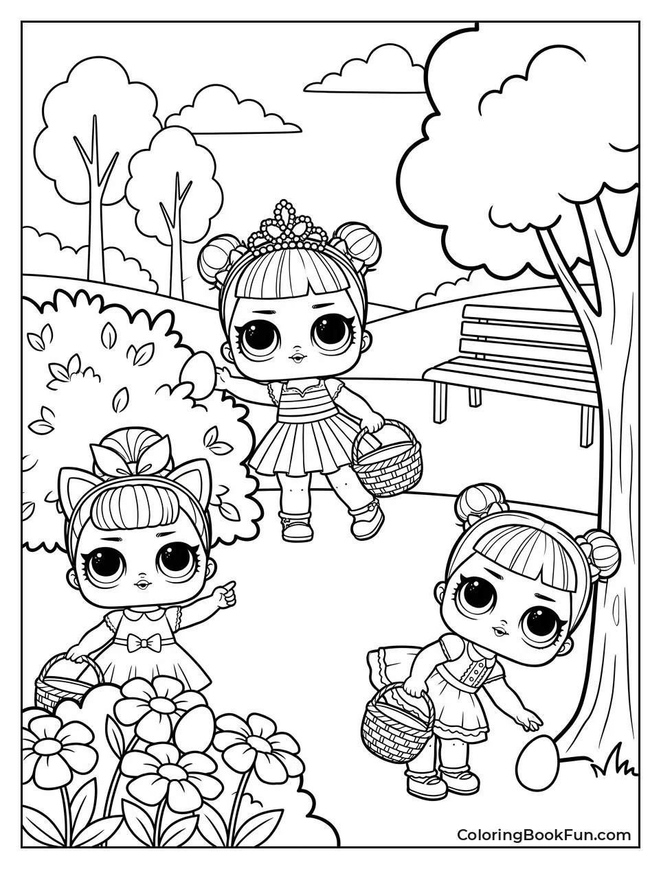 Dolls Hunting Easter Eggs