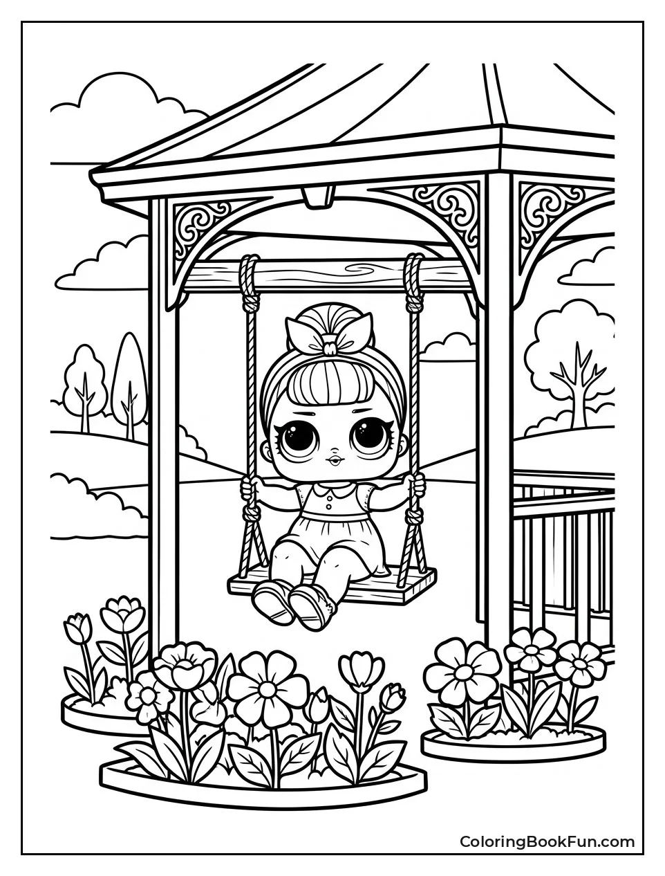 Doll on Swing in Garden