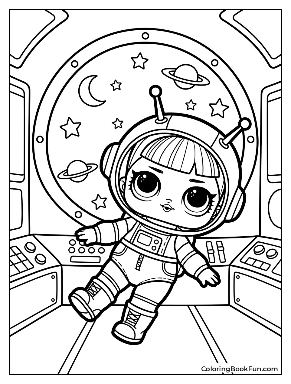 Doll Floating in Spaceship