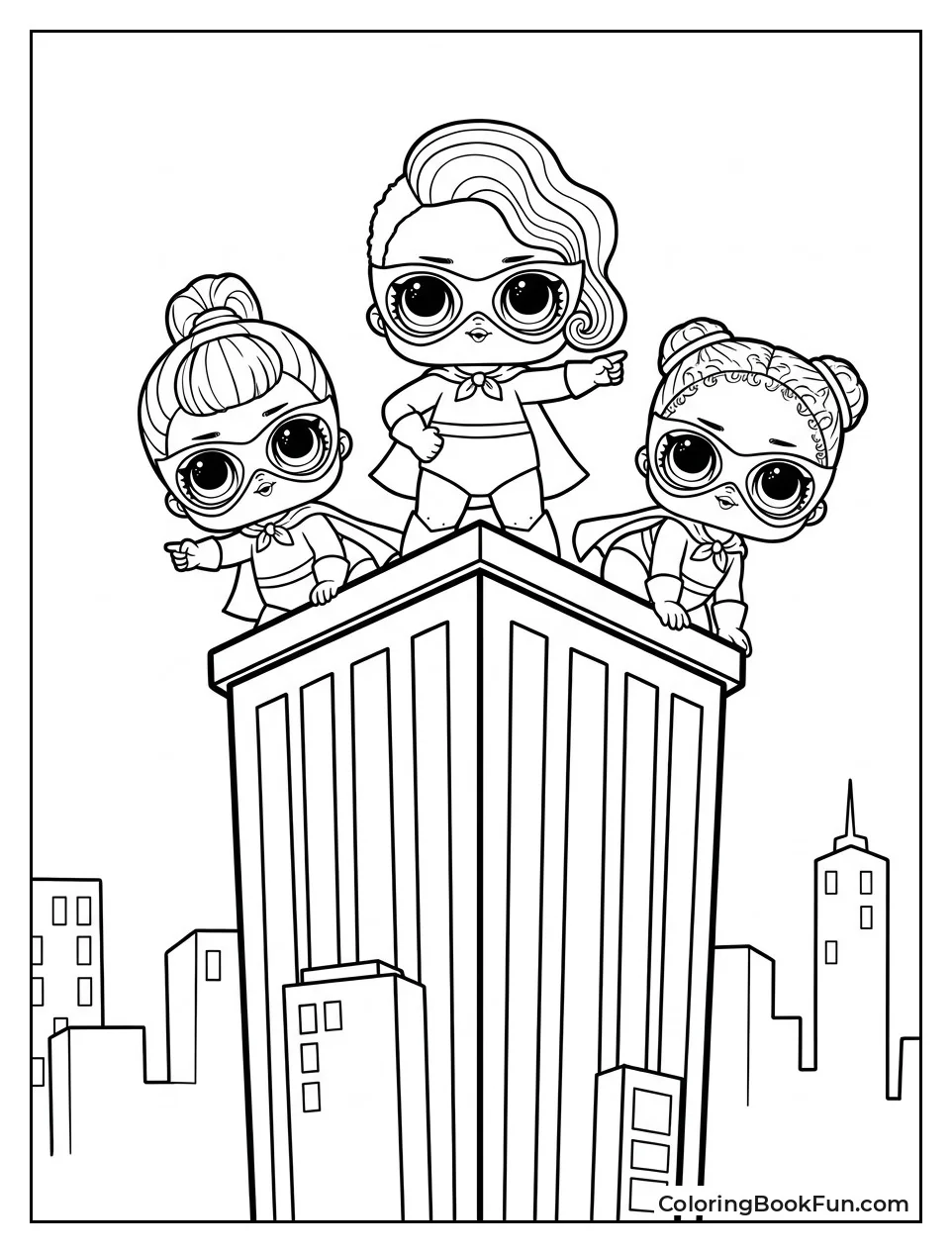 Superhero Dolls on Skyscraper