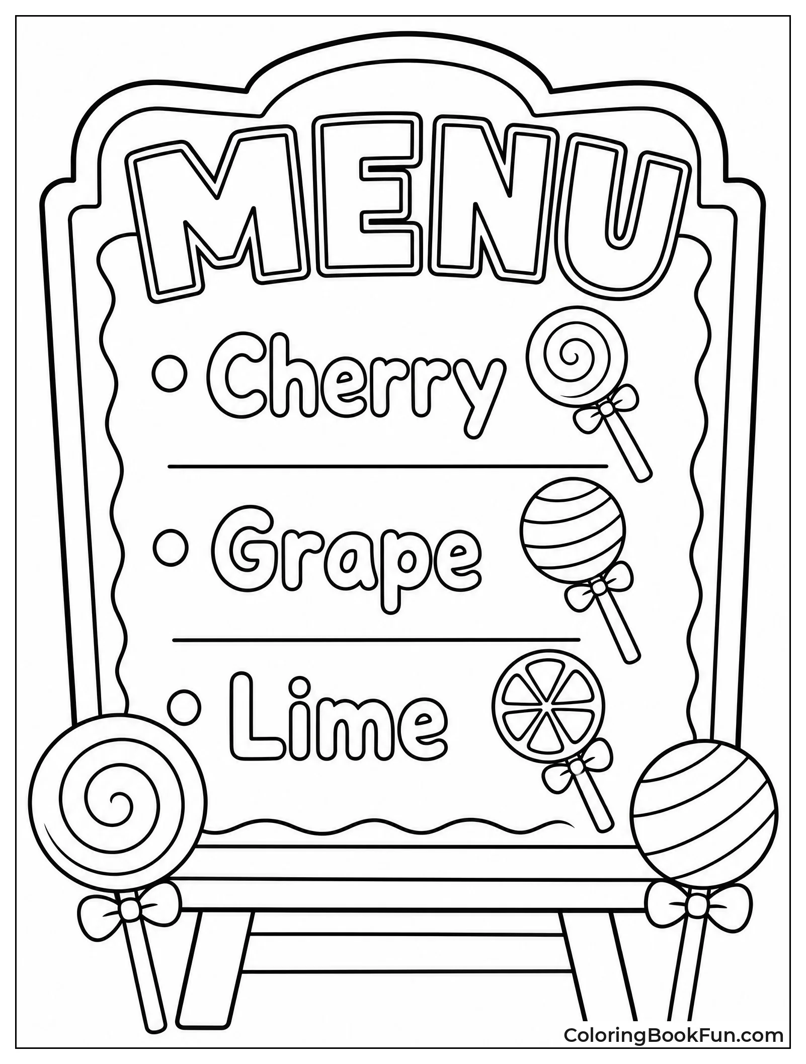 Menu Board with Lollipop Flavors