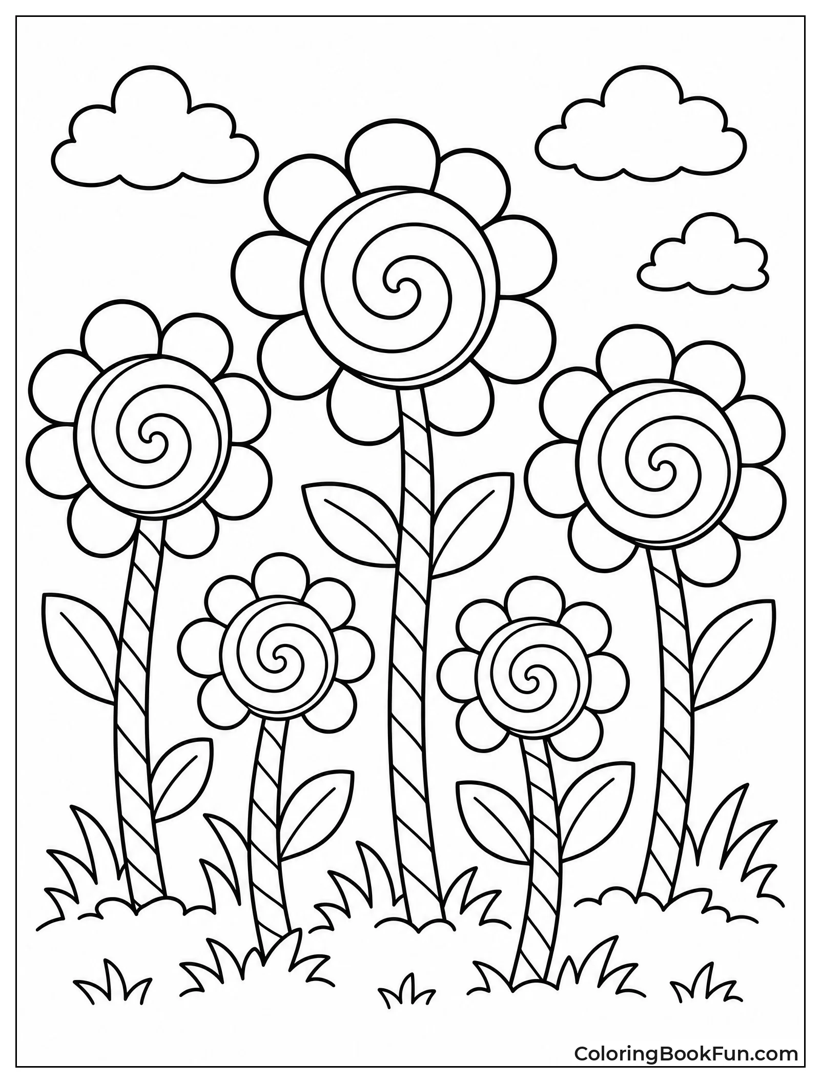 Flowers with Lollipop Centers in Garden