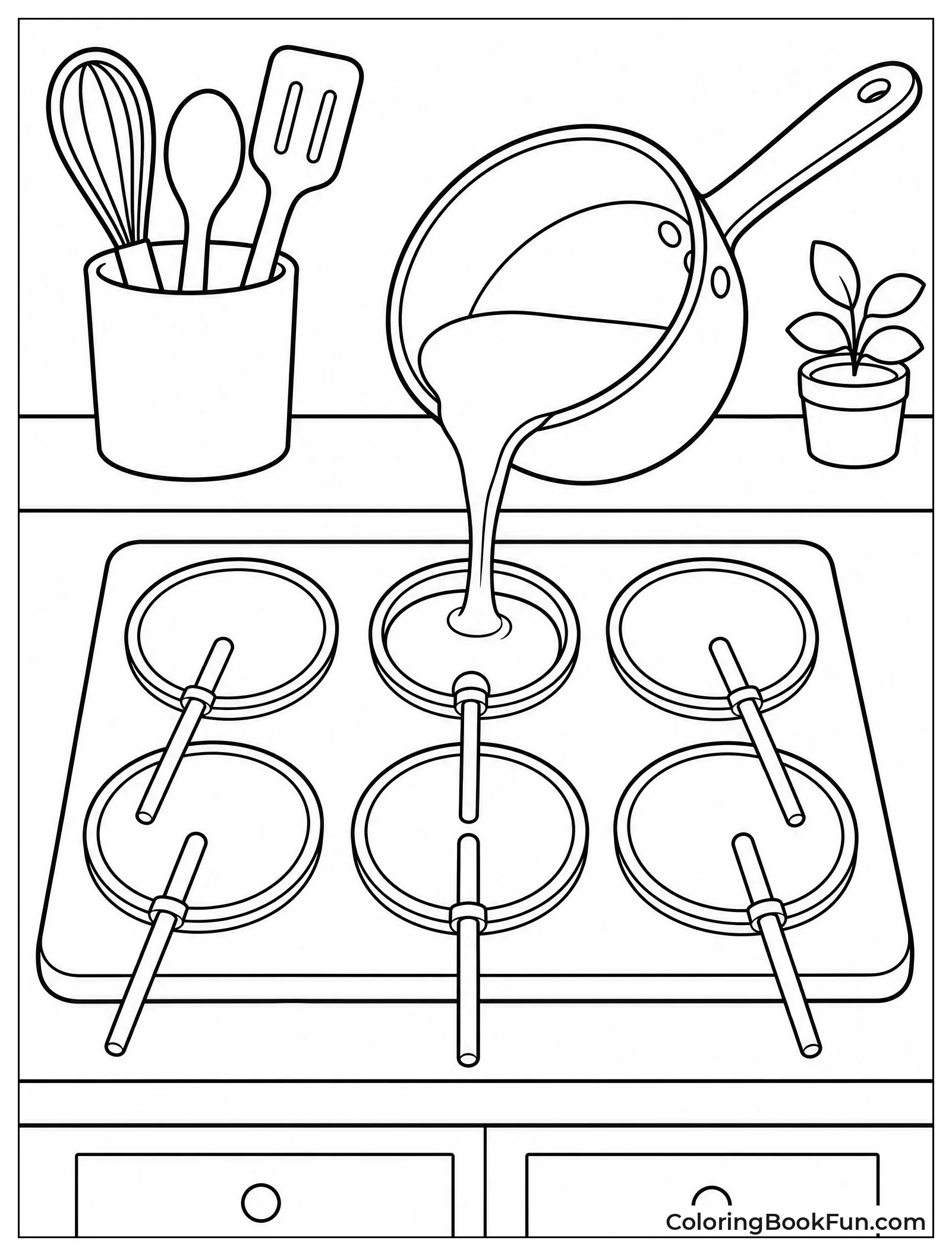 Pouring Sugar into Lollipop Molds