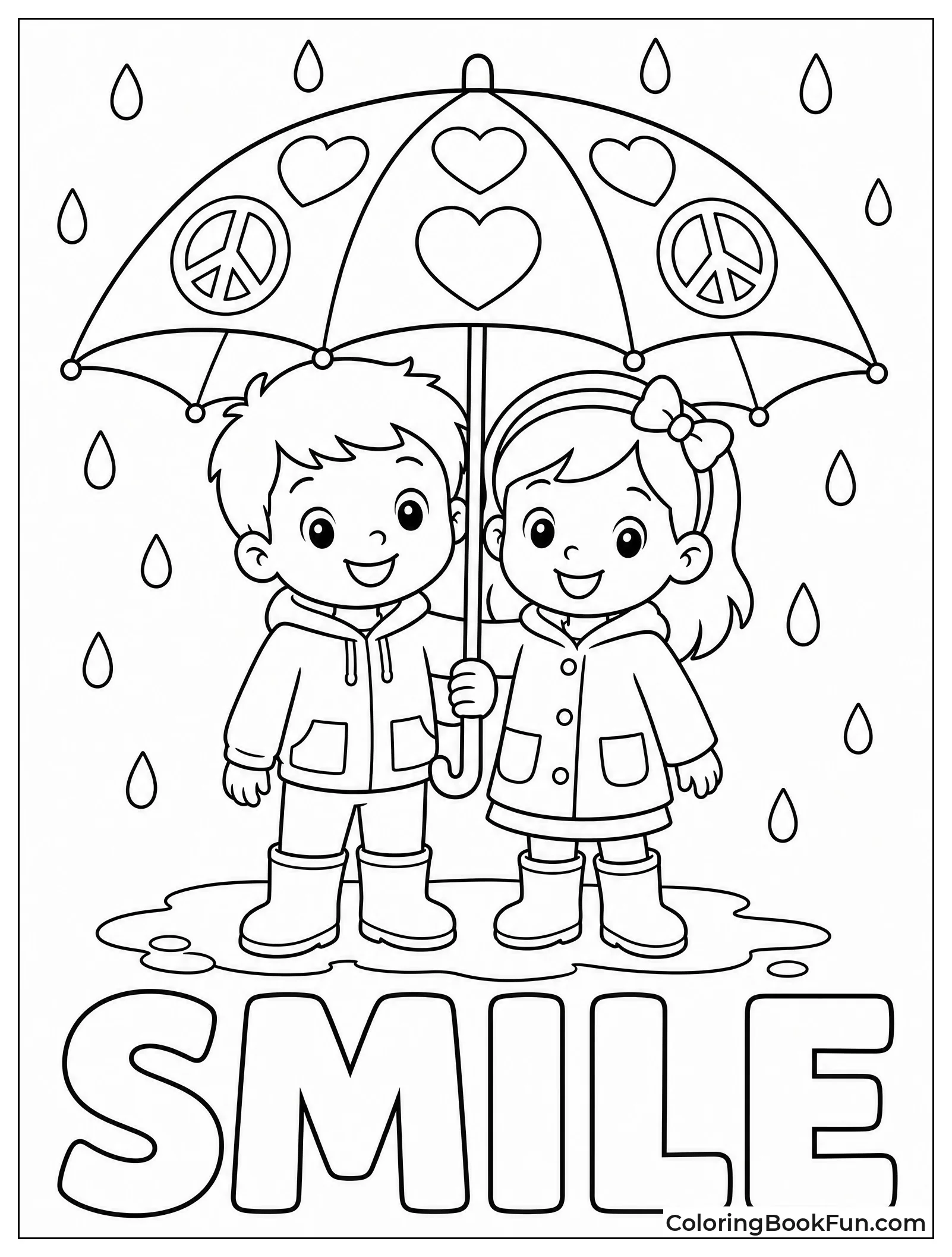 Umbrella with Hearts Shared by Friends