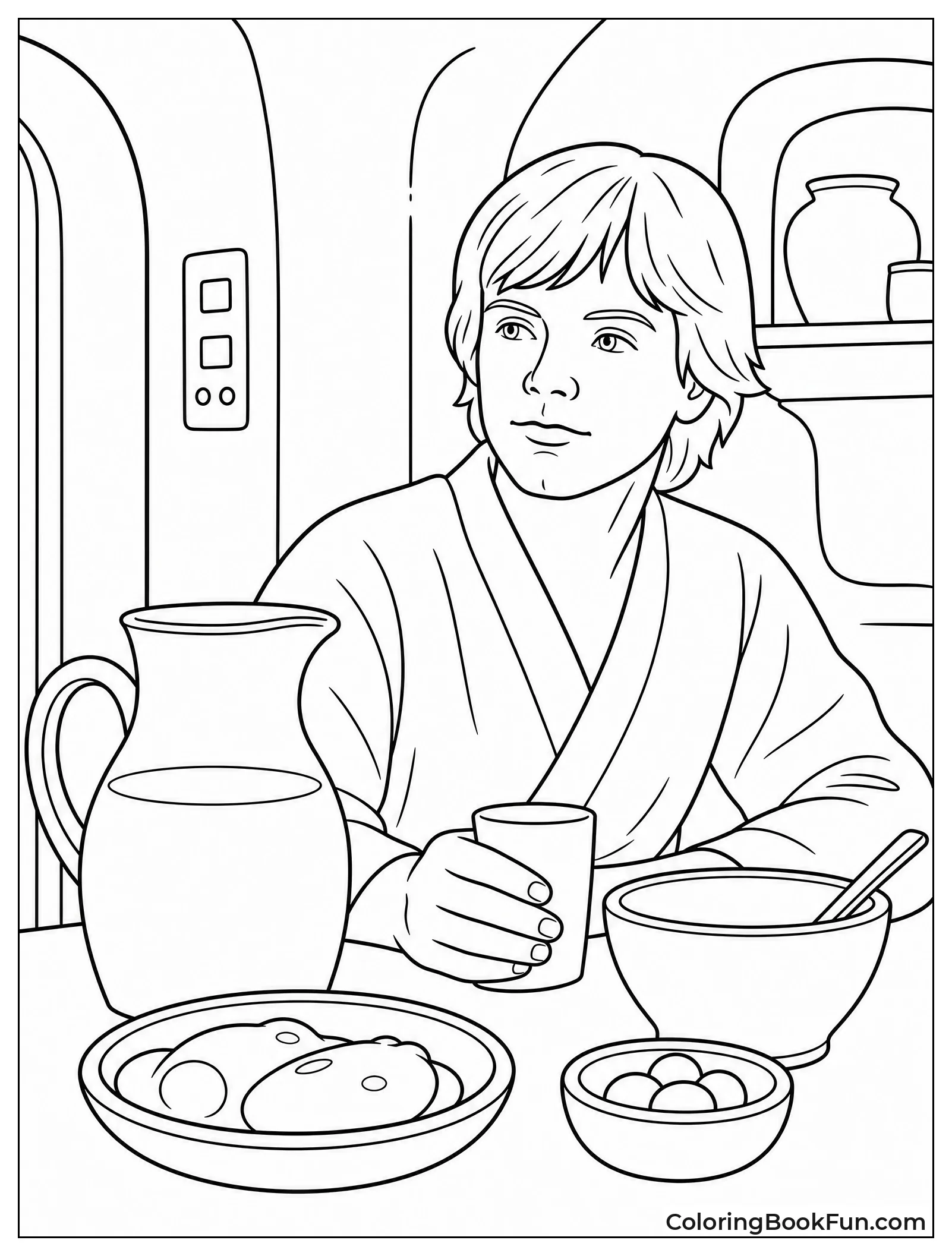 Luke Eats Breakfast with Blue Milk