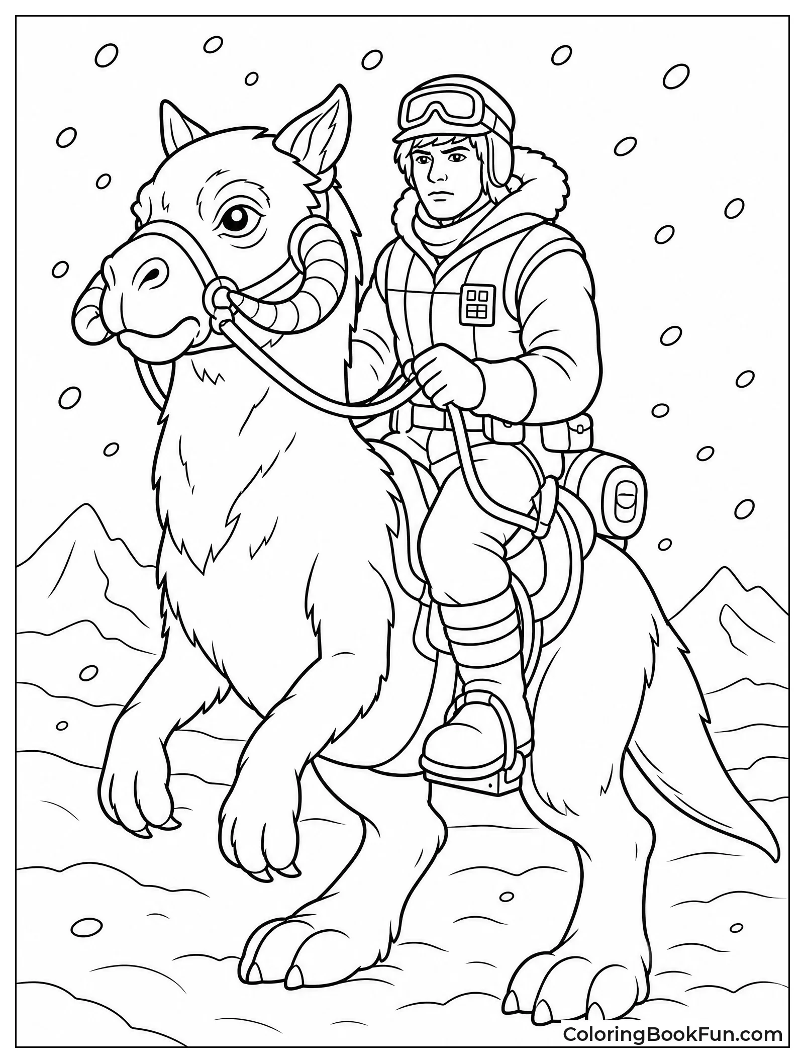 Luke Riding Tauntaun in Blizzard