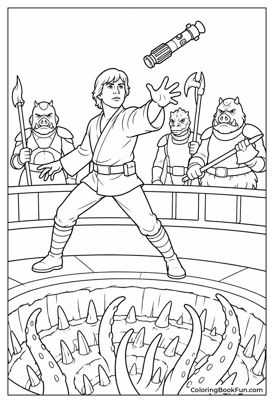 Luke Grabs Lightsaber Over Sarlacc