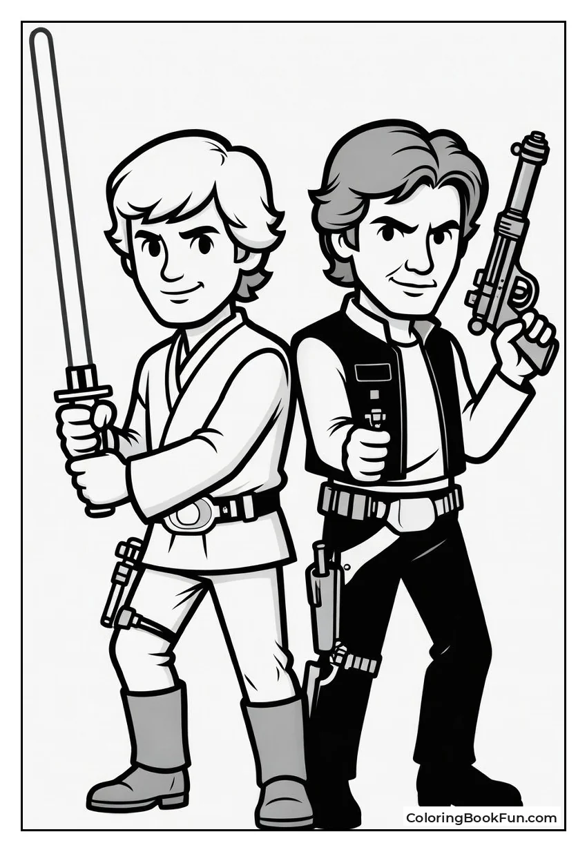 Luke and Han Stand Back to Back