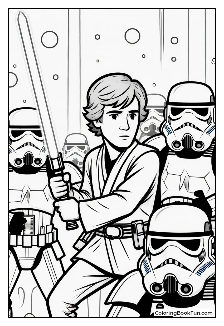 Luke Battles Stormtroopers with Lightsaber