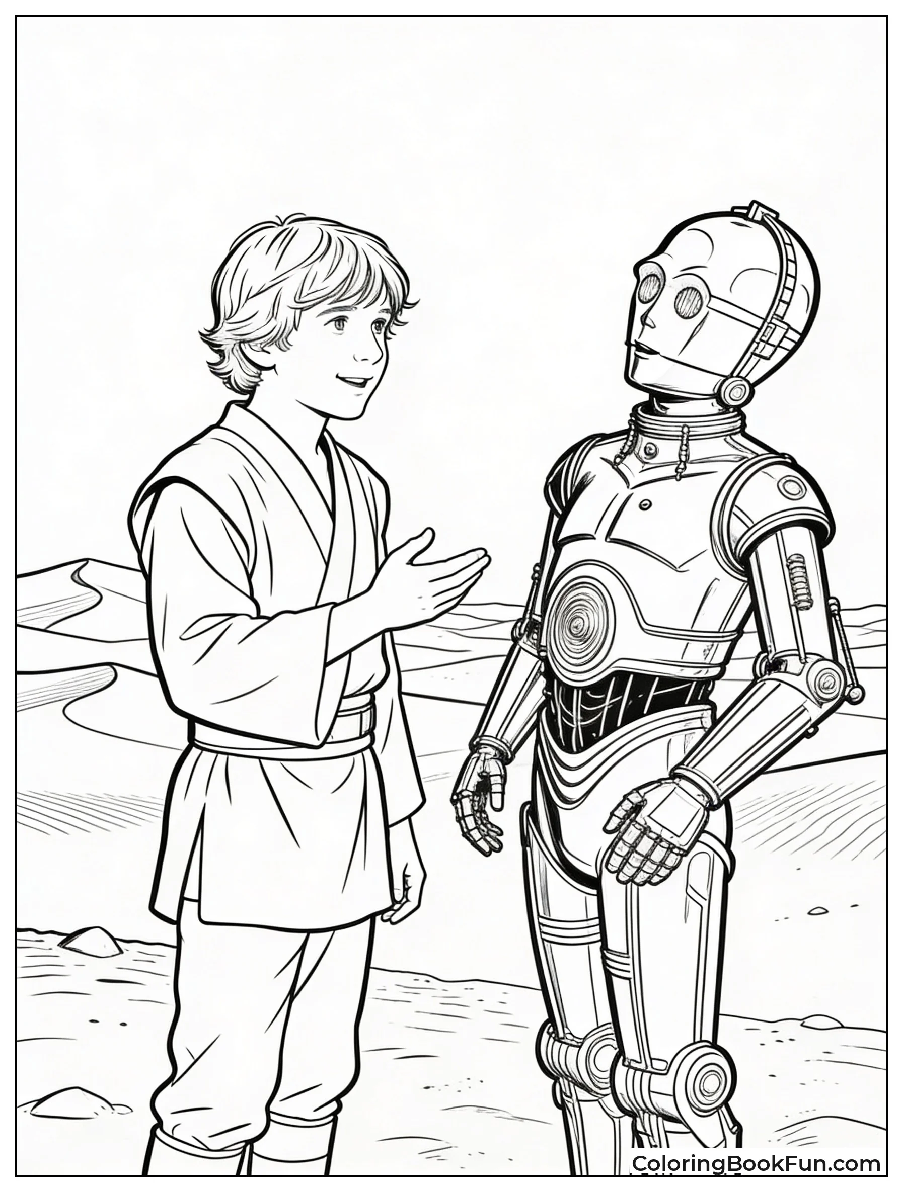 Luke Talks with C-3PO on Tatooine