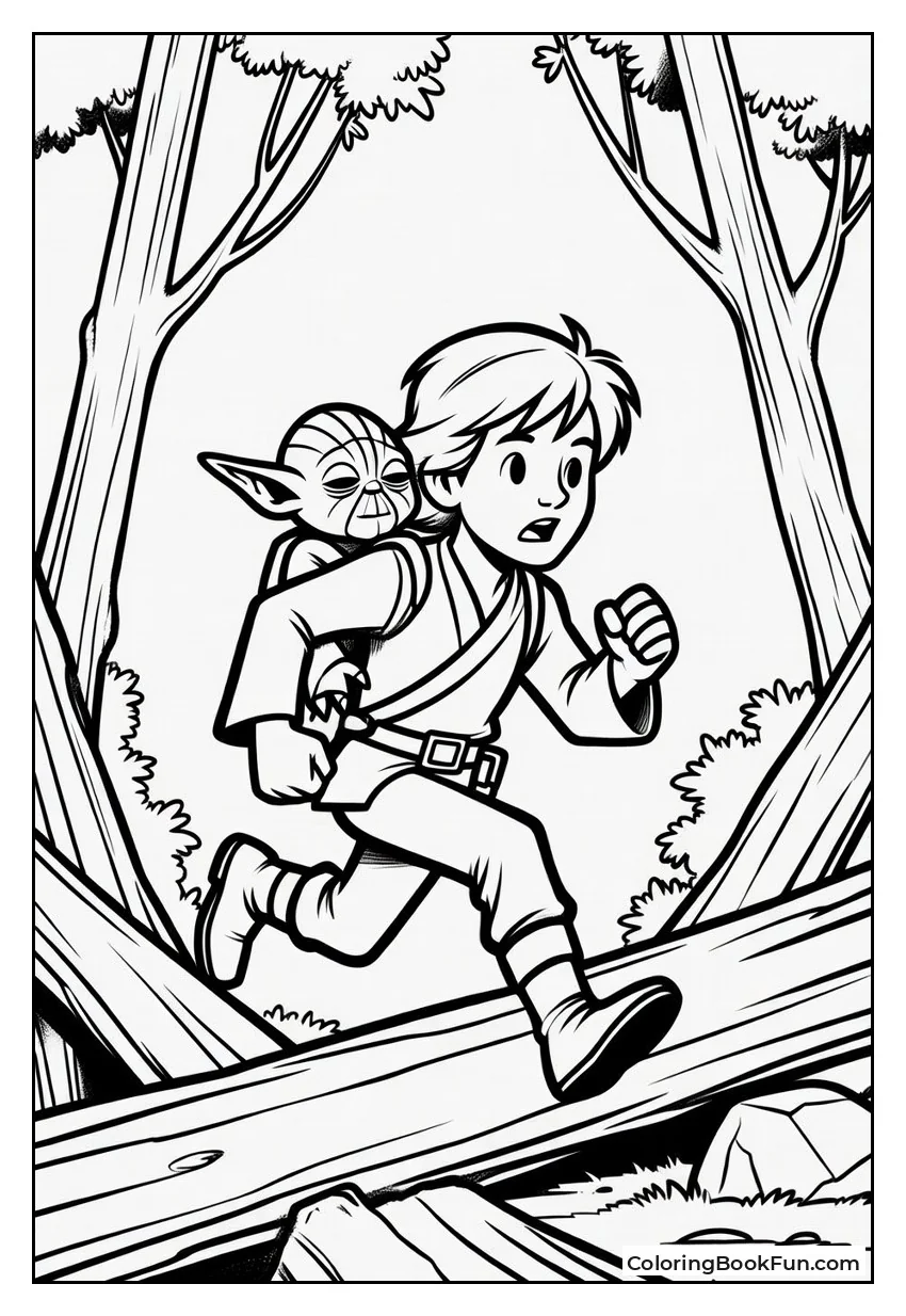 Luke Runs with Yoda on Back