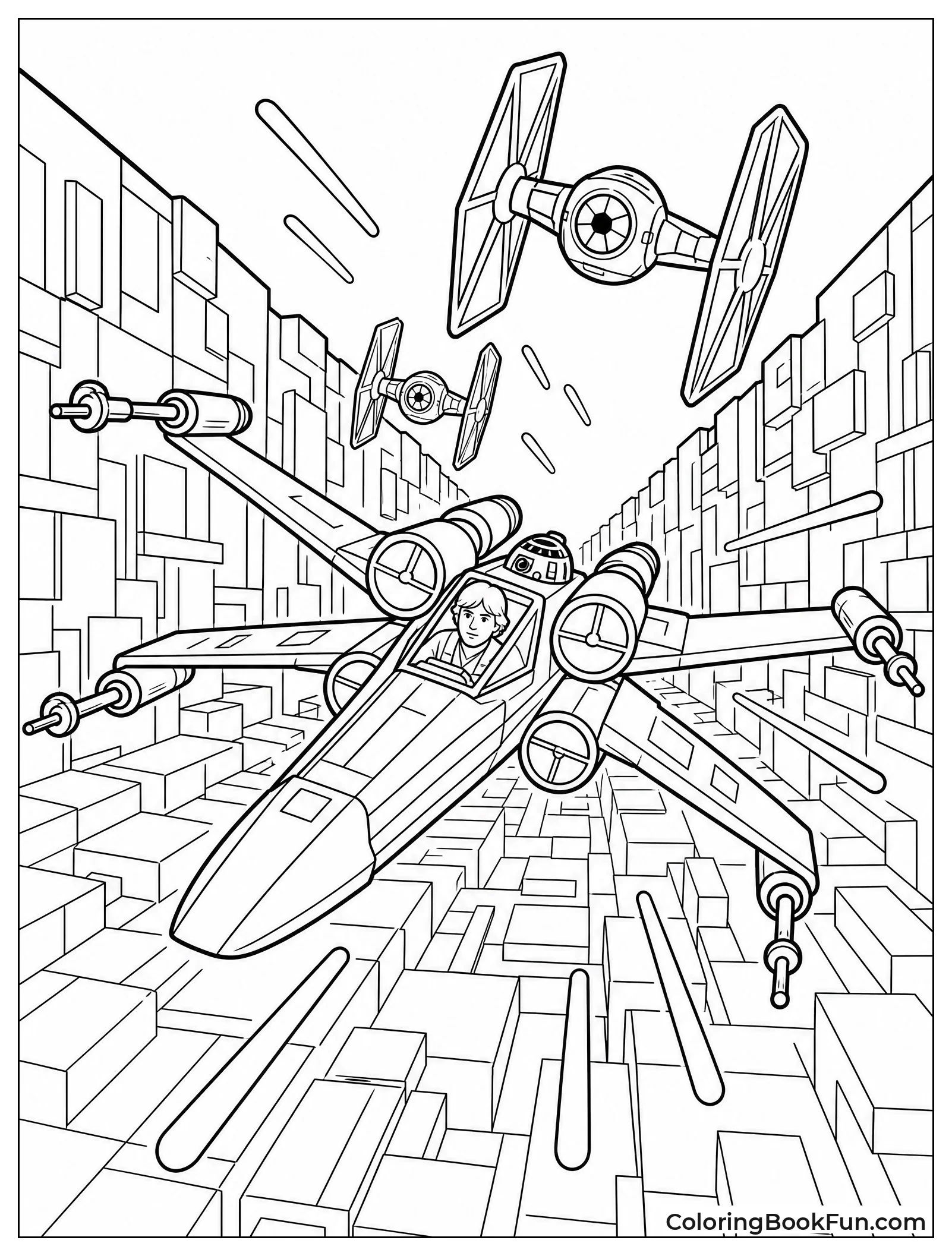 Luke Flies X-Wing in Trench