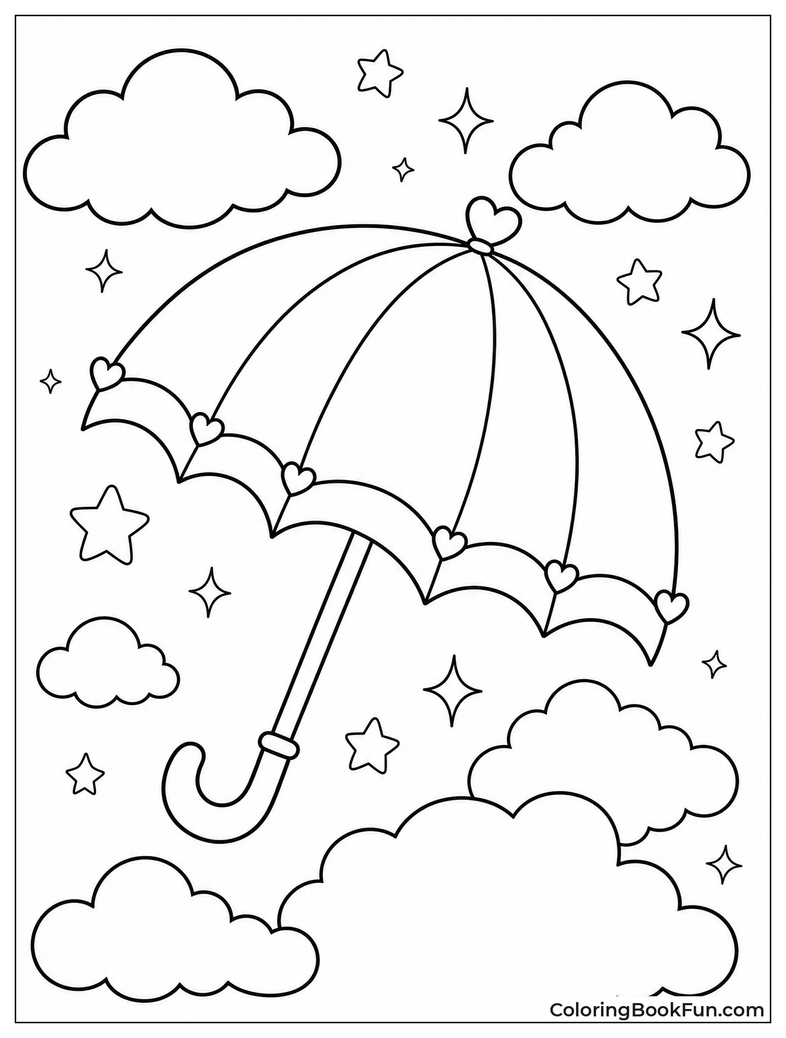 Umbrella Floats Through Cloudy Sky