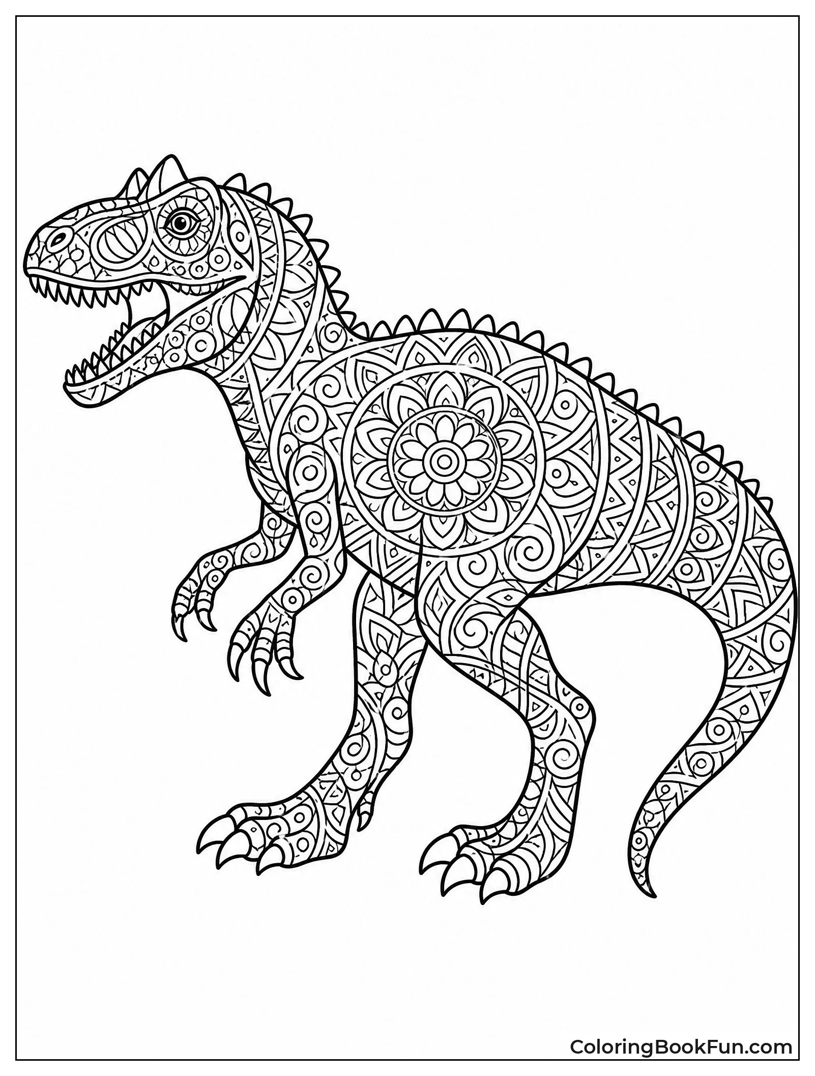 Allosaurus Filled with Mandala Patterns