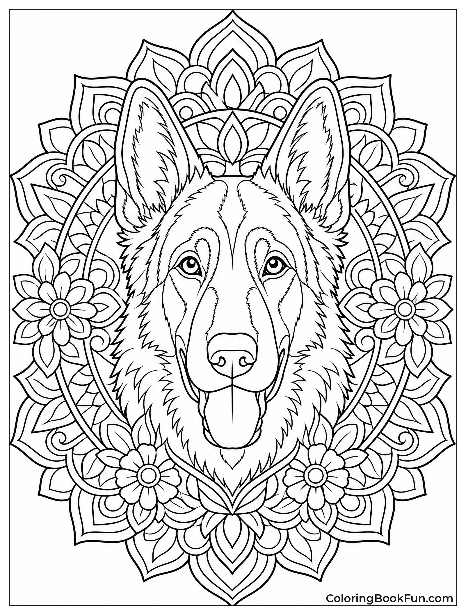 Mandala Style German Shepherd Head