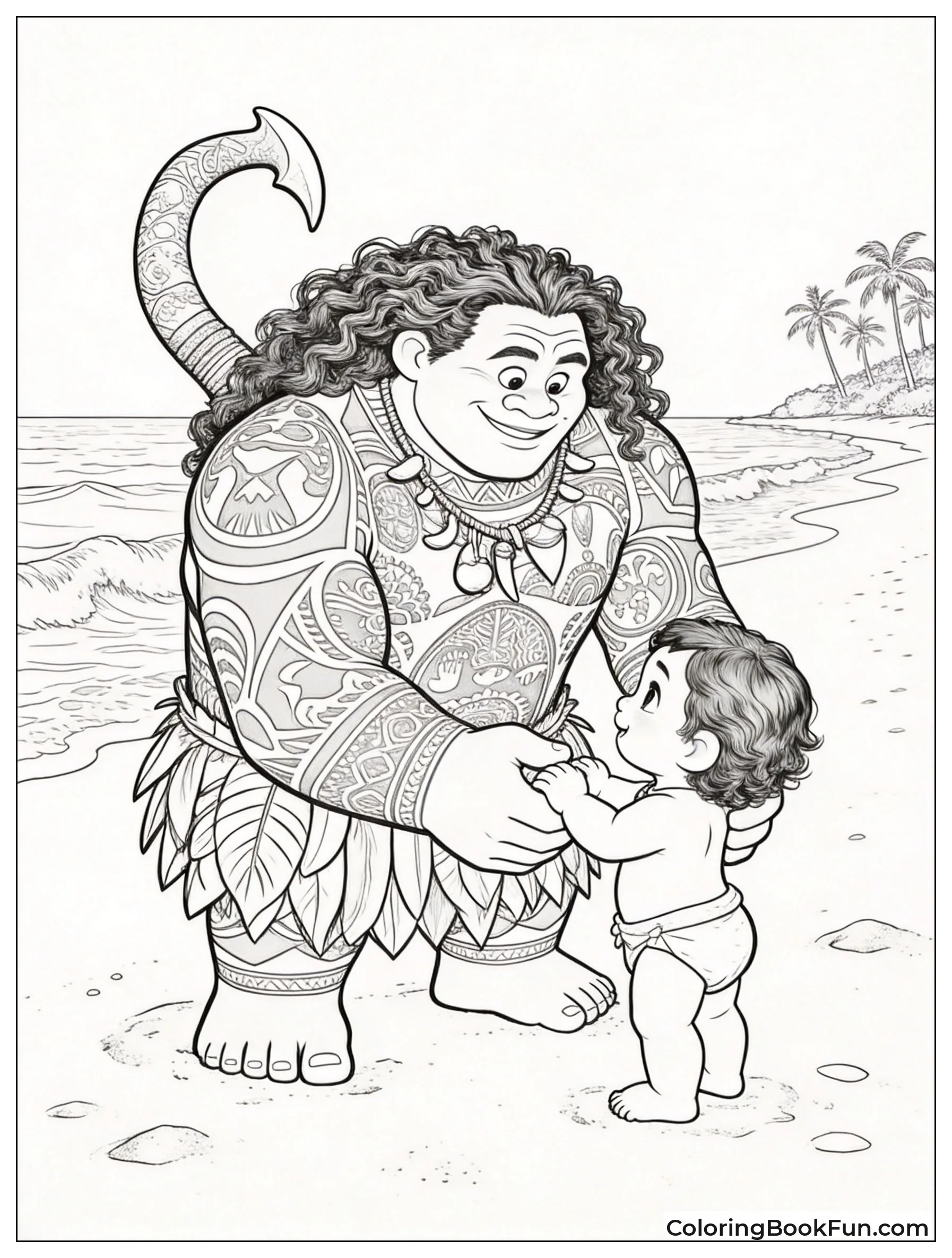 Maui Plays with Baby Moana