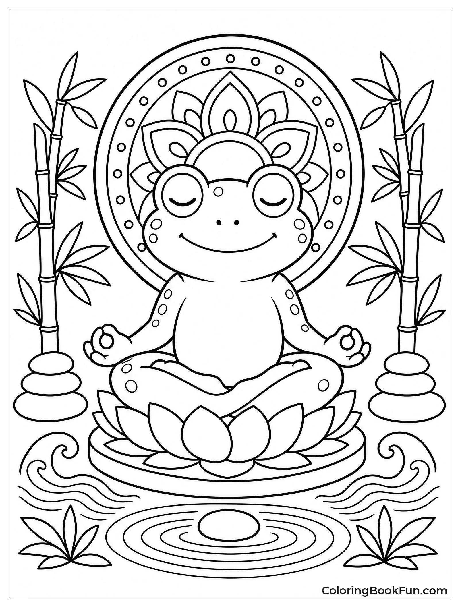 Serene Frog Meditates in Peace
