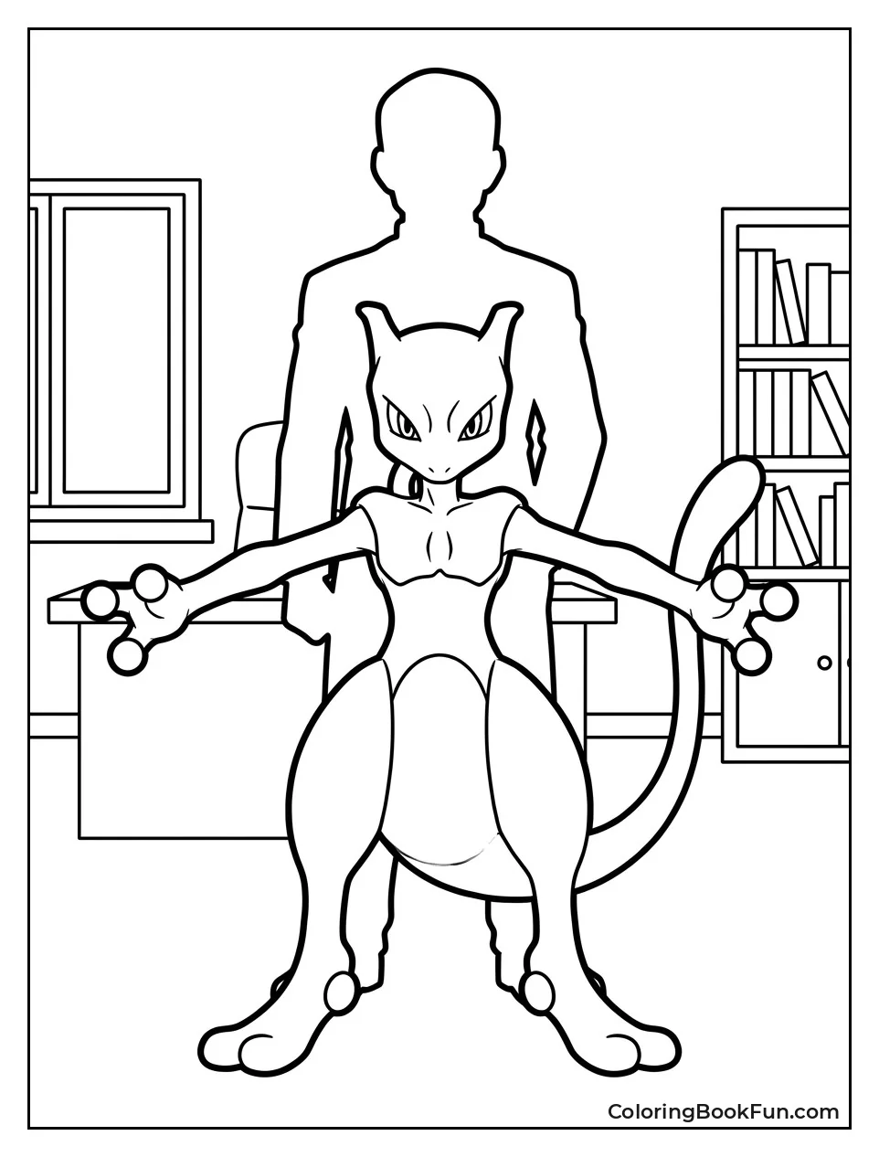 Giovanni Silhouette Stands Behind Mewtwo in Office