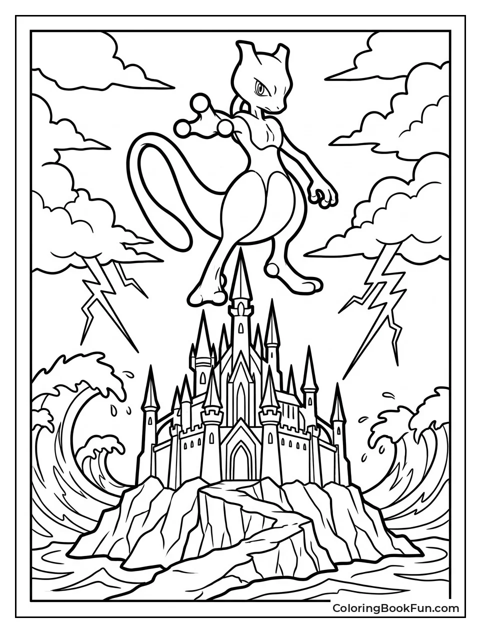 Mewtwo Castle Stands on Stormy New Island