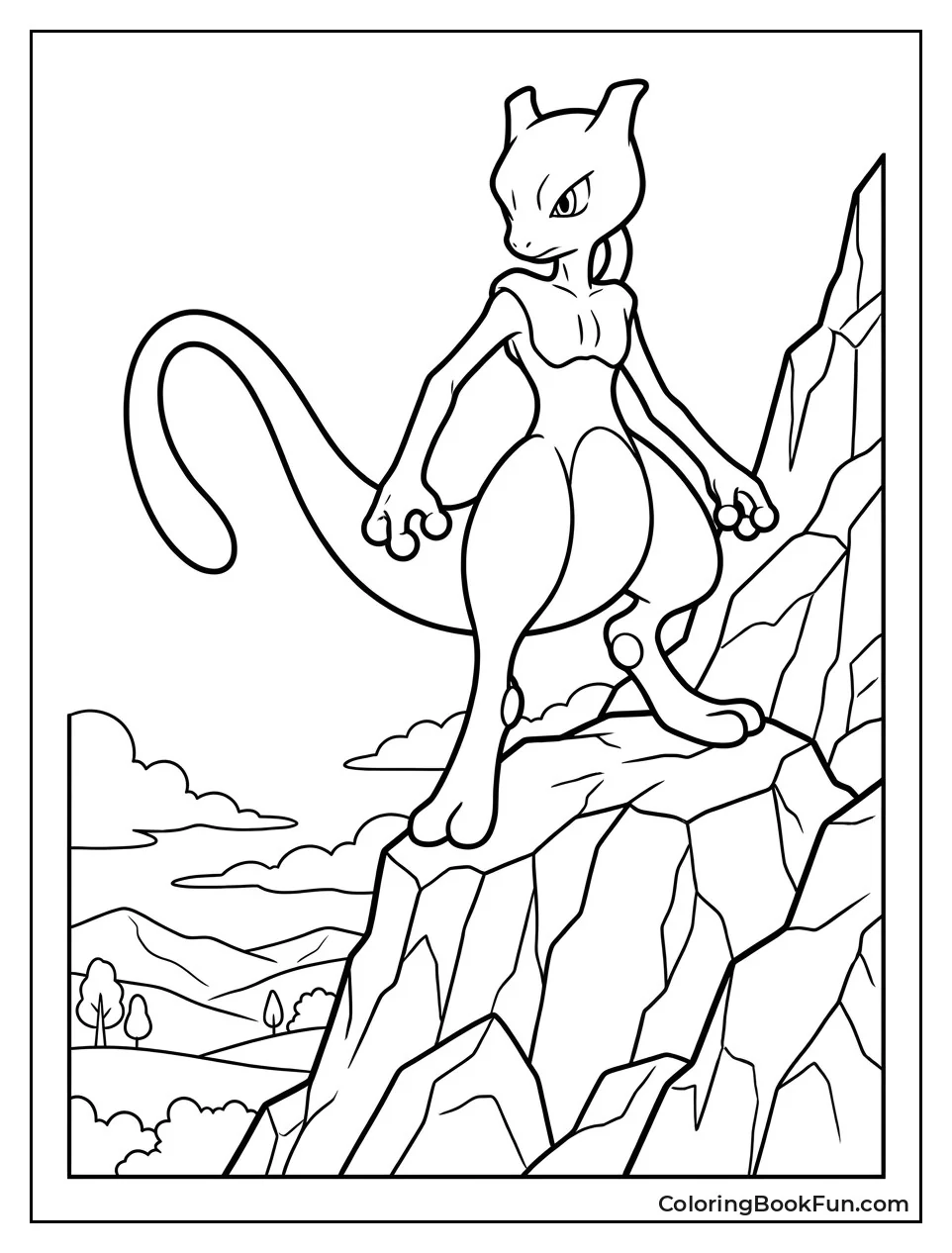 Mewtwo Perches Atop Rocky Mountain Peak