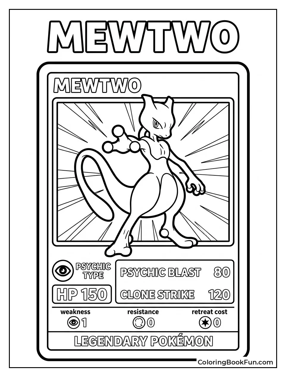 Mewtwo Featured on Classic Pokemon Trading Card