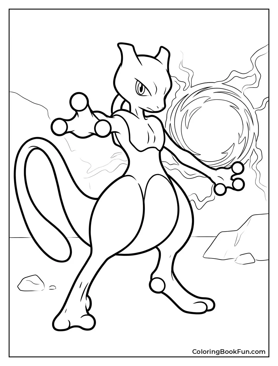 Mewtwo Charges Powerful Psychic Sphere Between Hands
