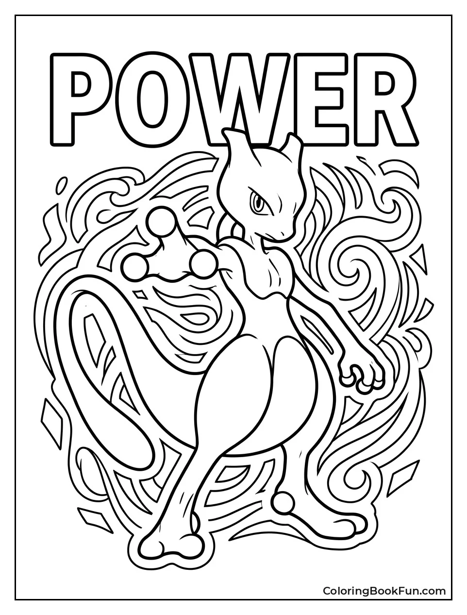 Mewtwo Surrounded by Swirling Psychic Aura Patterns