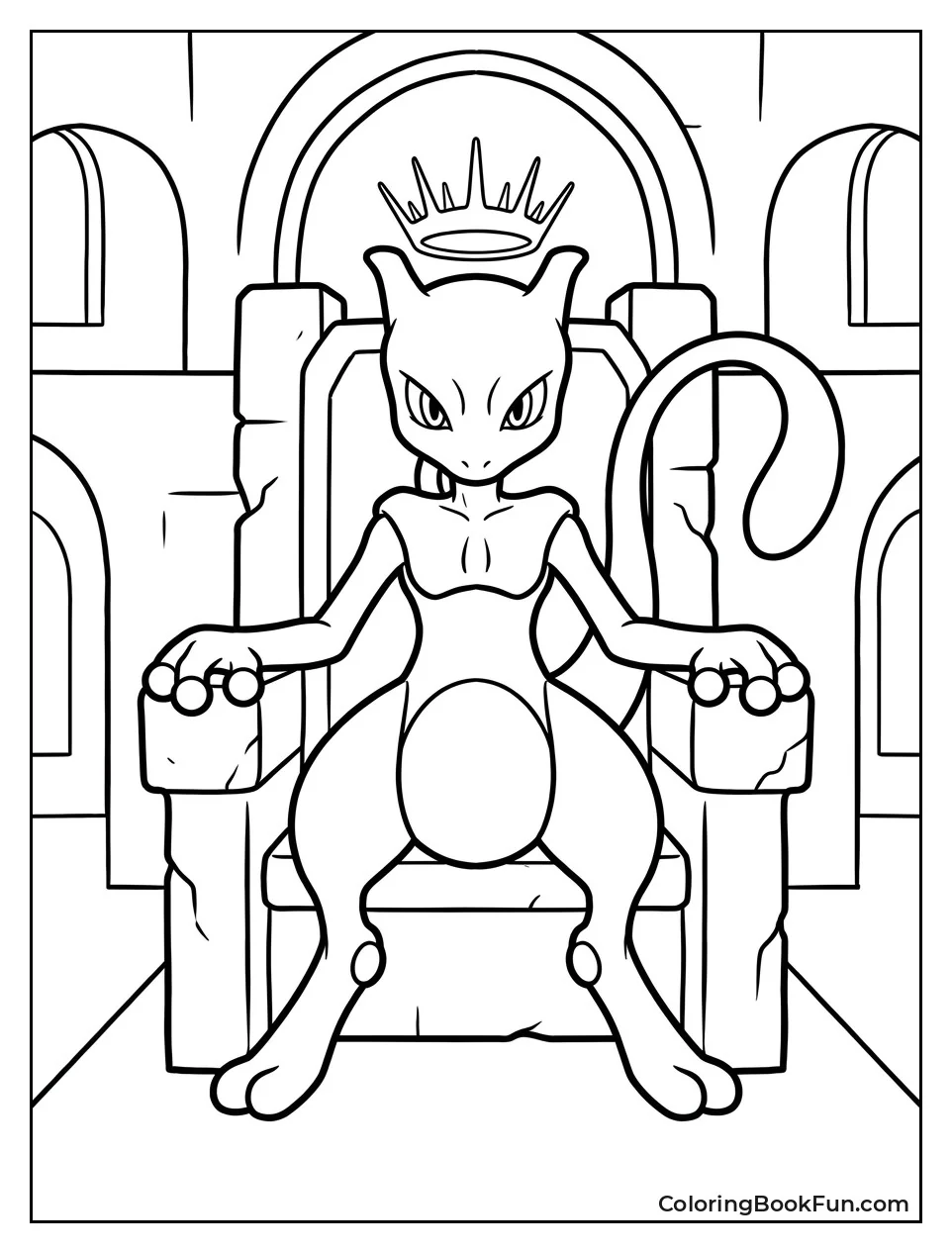 Mewtwo Sits Like King on Stone Throne