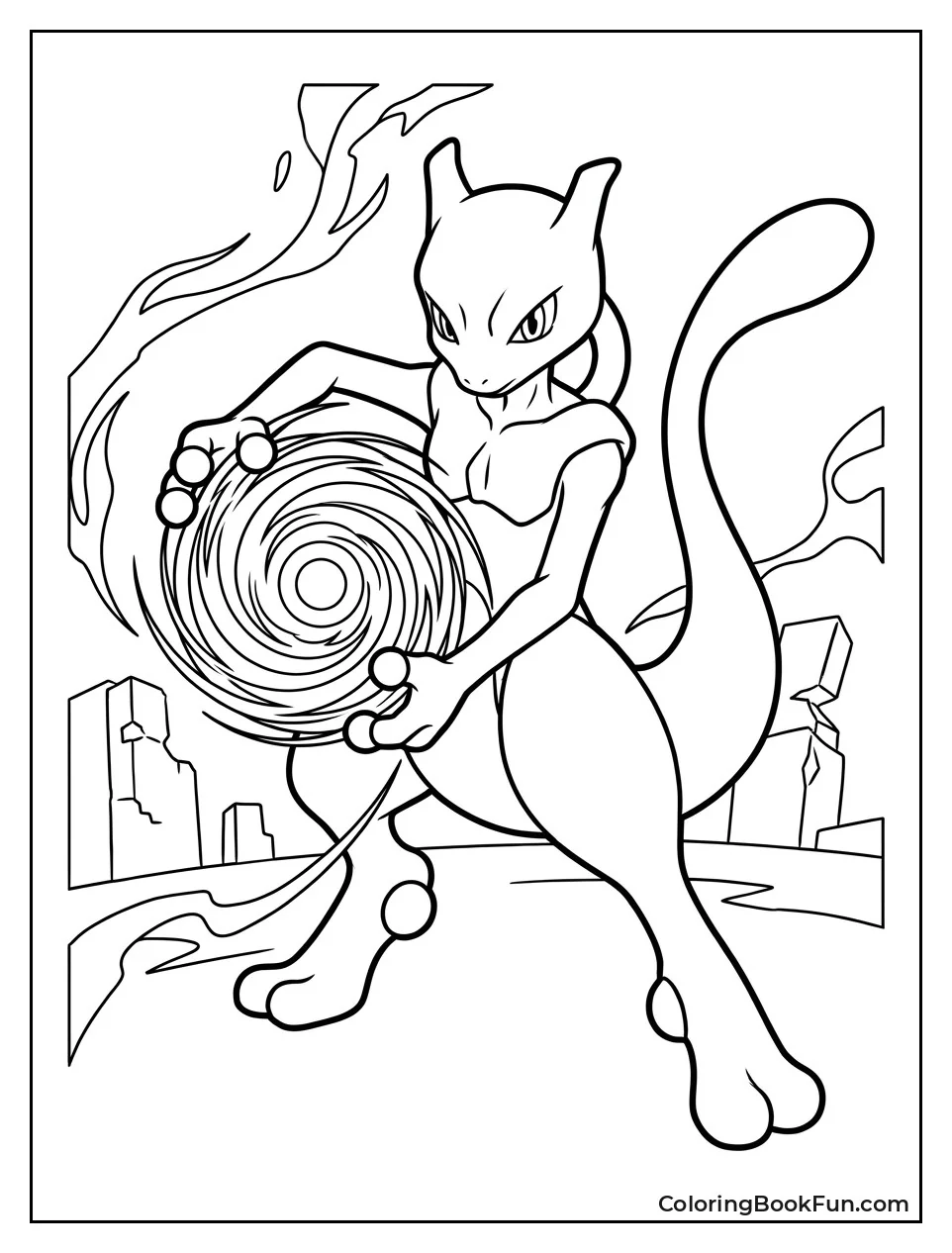 Mewtwo Charges Dark Shadow Ball Energy