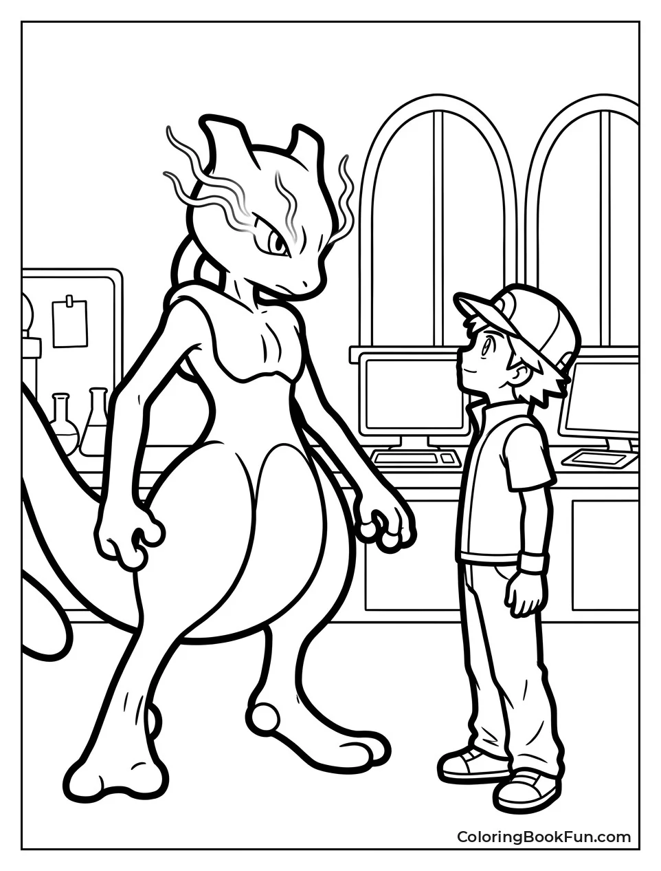 Mewtwo Communicates Telepathically with Young Trainer